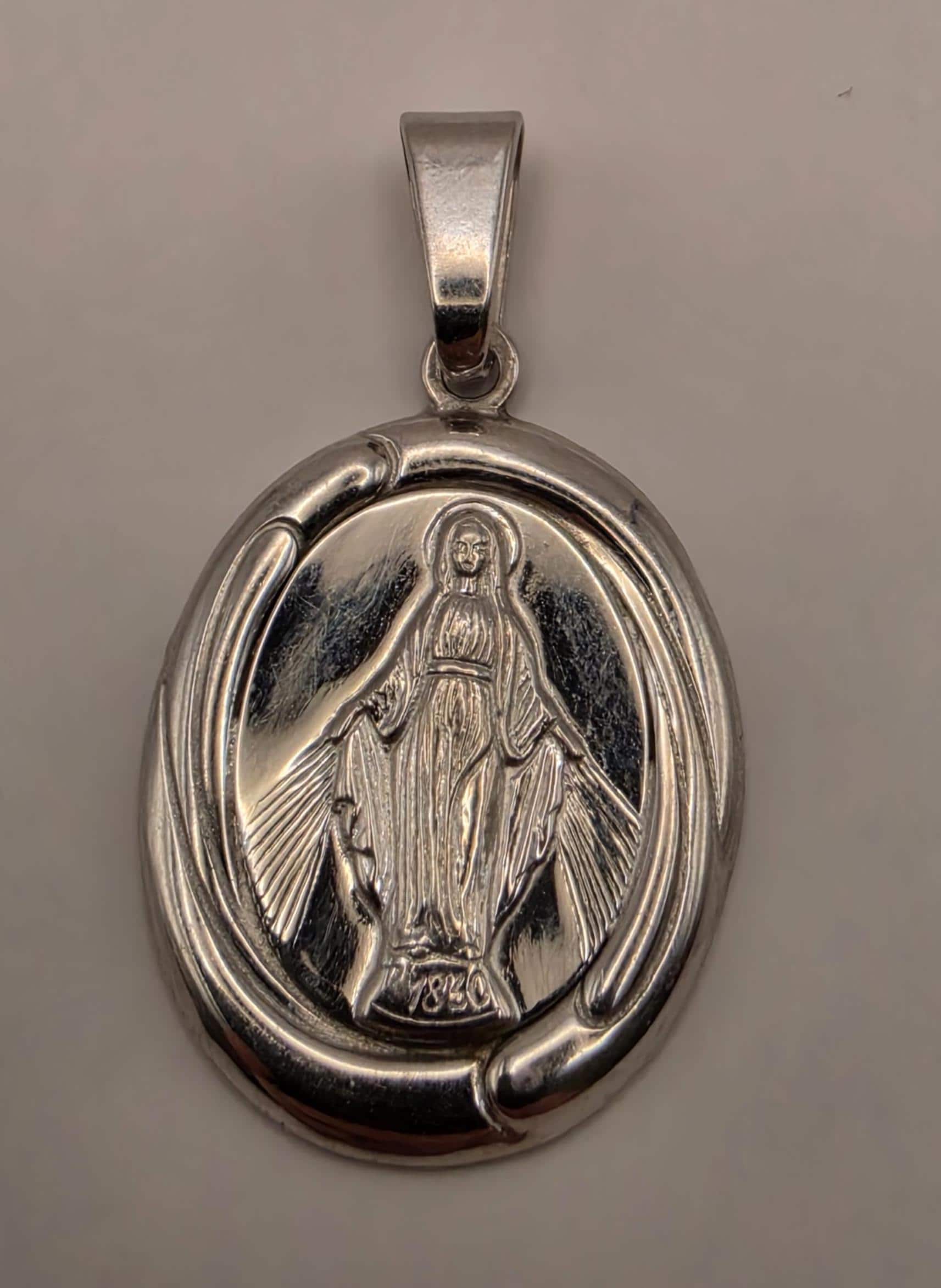 Sterling Silver Miraculous Medal Pendant 1 Inch - view 1