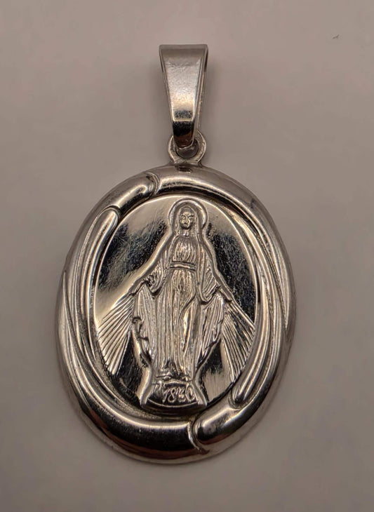 Sterling Silver Miraculous Medal Pendant 1 Inch - view 1