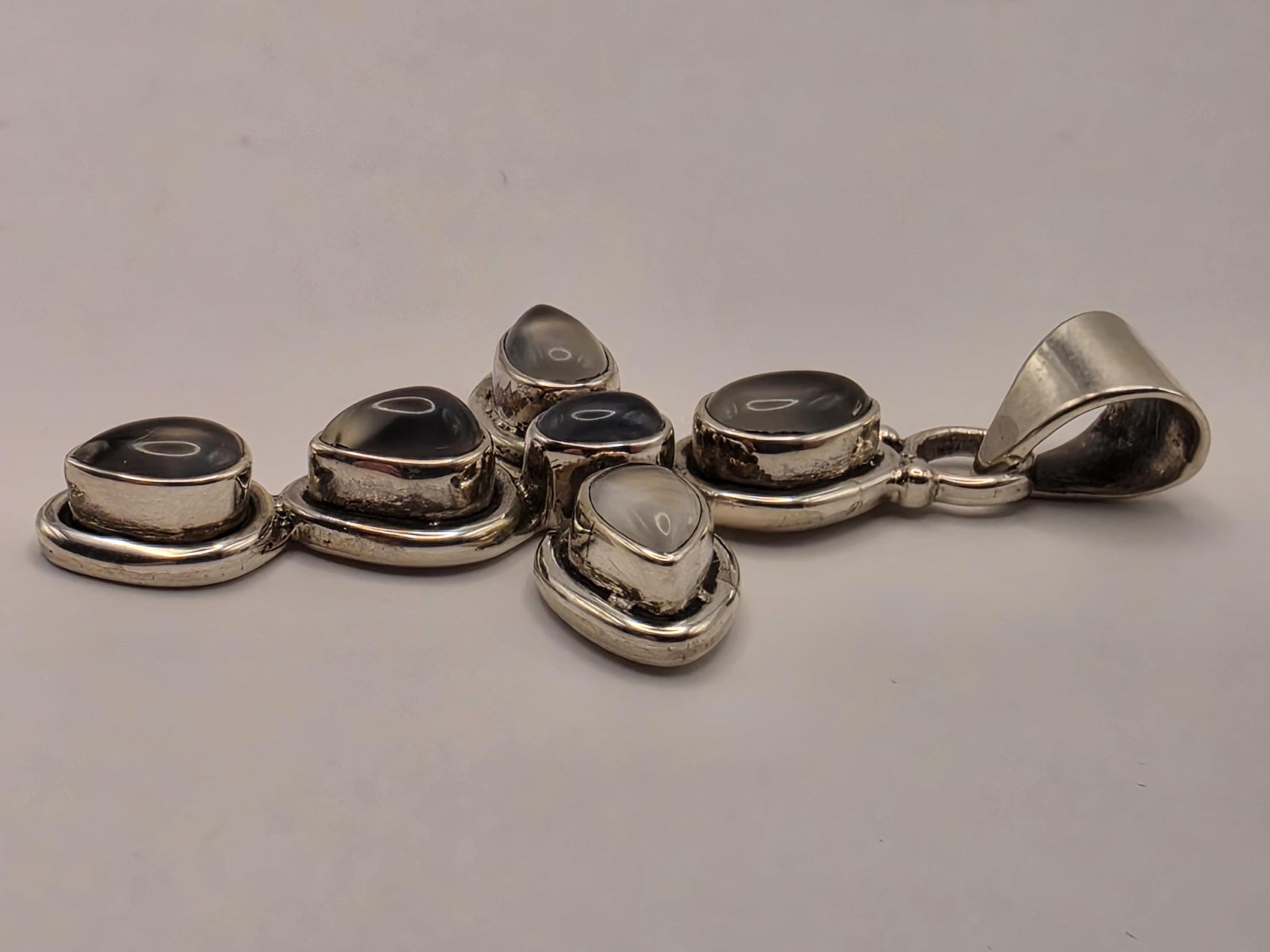 Sterling Silver Champagne Cabochon Cross Pendant 1.875 Inch - view 4