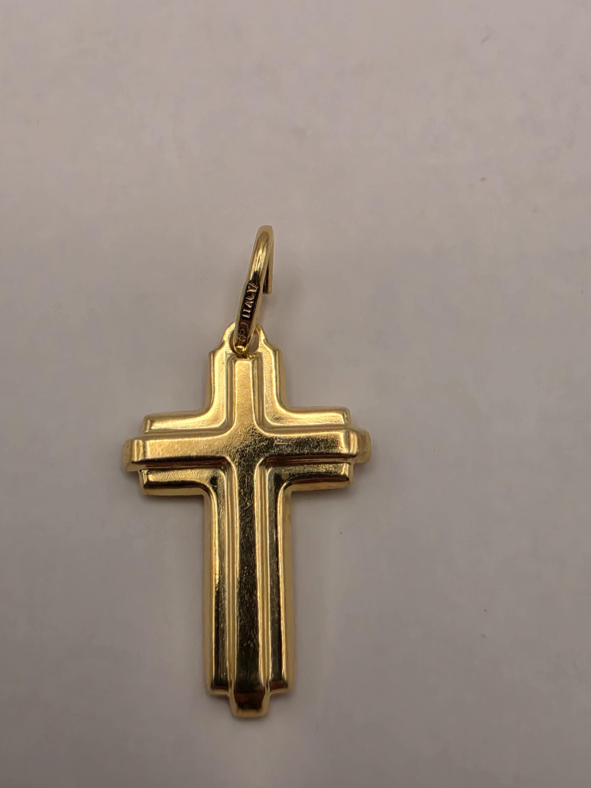 Gold Plated Sterling Silver Layered Cross Pendant 1 Inch - view 2