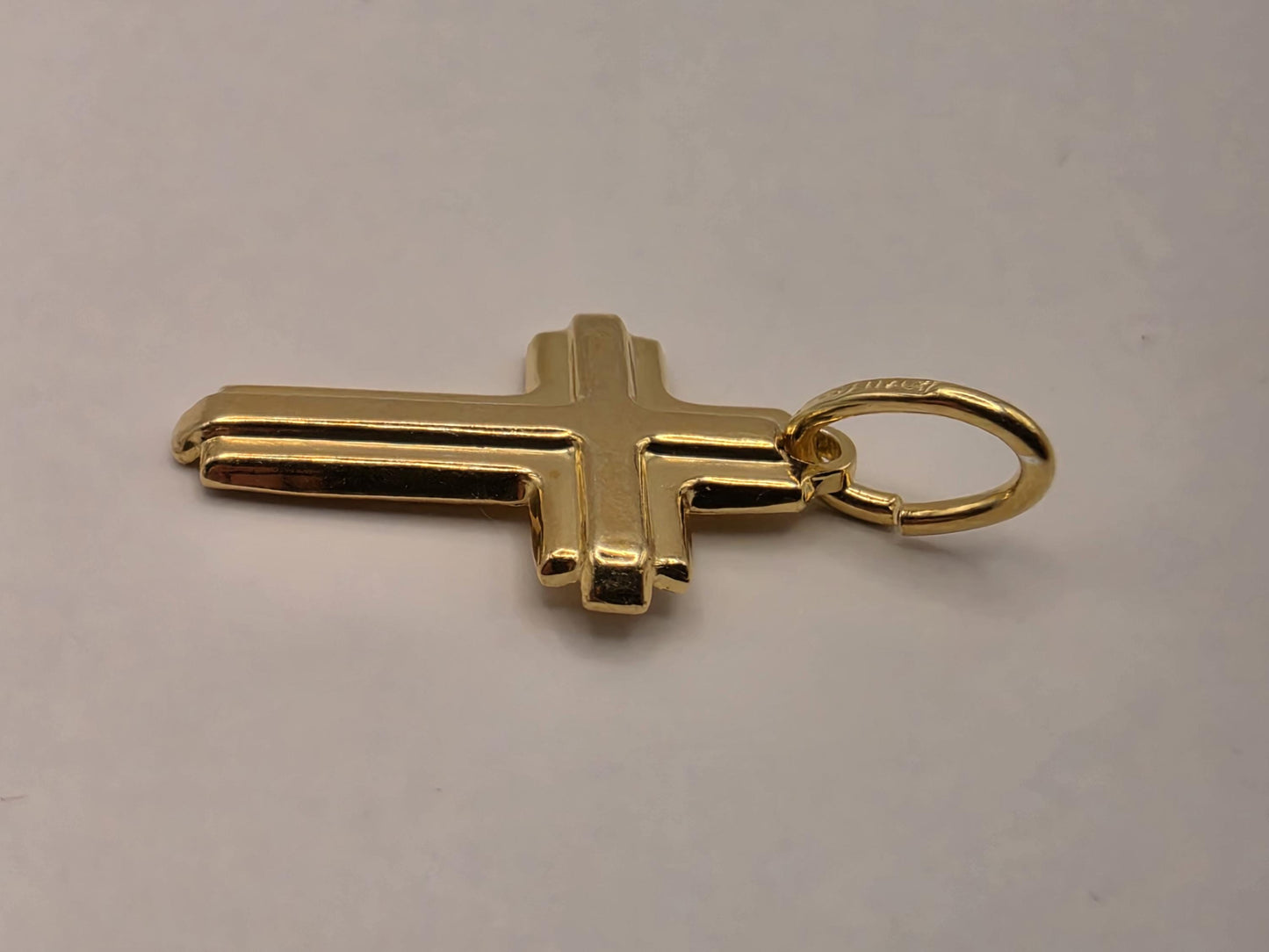 Gold Plated Sterling Silver Layered Cross Pendant 1 Inch - view 3