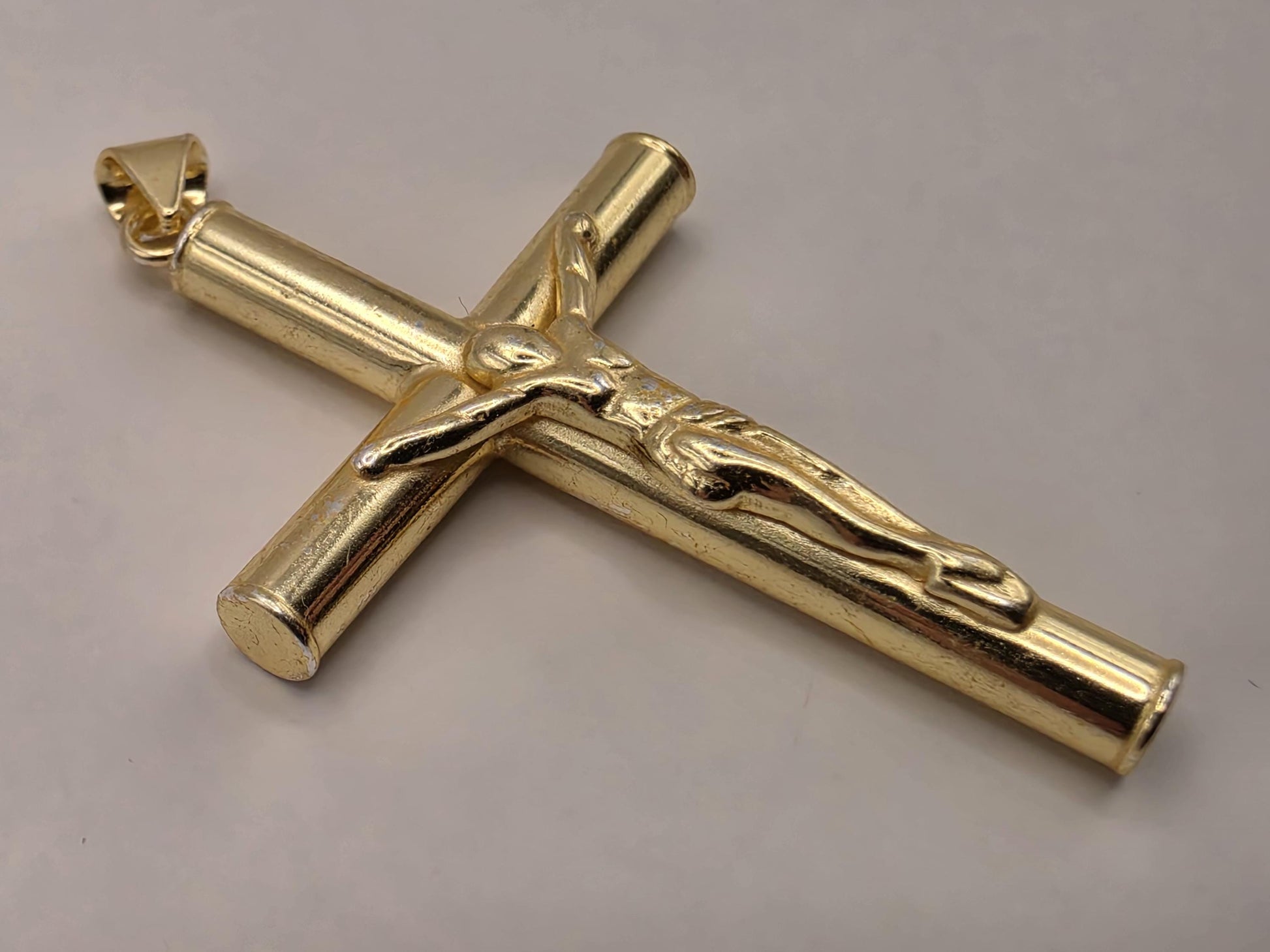 Gold Plated Sterling Silver Crucifix Pendant 1.625 Inch - view 2