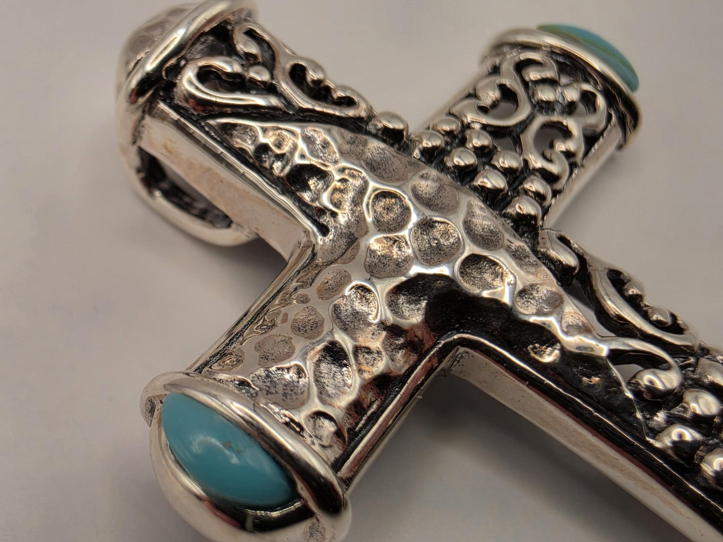 Sterling Silver Turquoise Cross Pendant 1.5 Inch - view 3