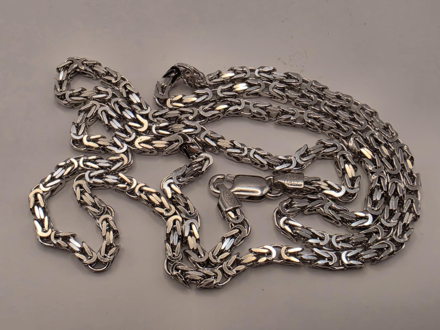 Sterling Silver Byzantine Chain Necklace 24 Inch 3mm 20.4 Grams Long Woven Link Men's Unisex Jewelry Gift