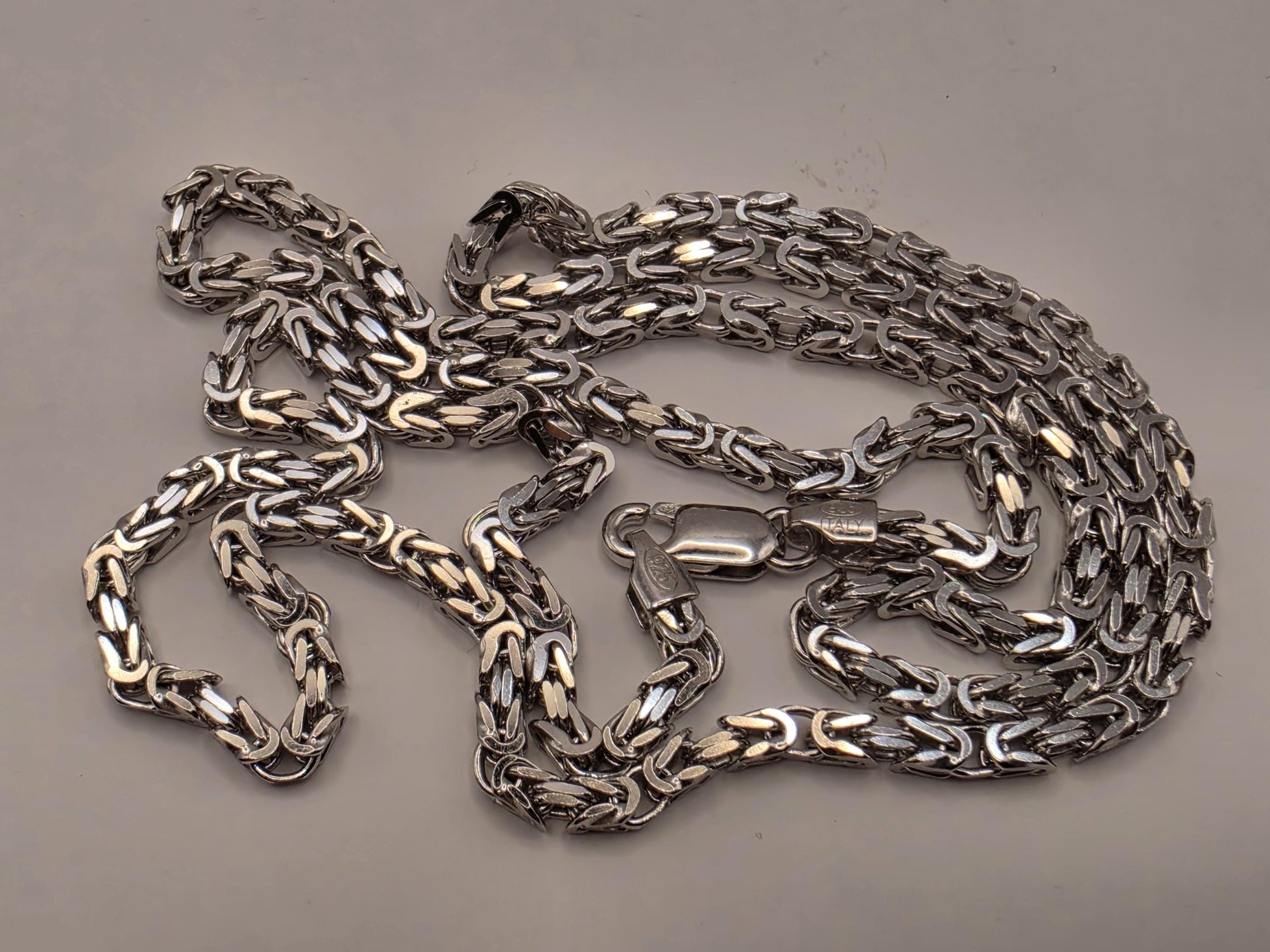 Sterling Silver Byzantine Chain Necklace 24 Inch 3mm 20.4 Grams Long Woven Link Men's Unisex Jewelry Gift