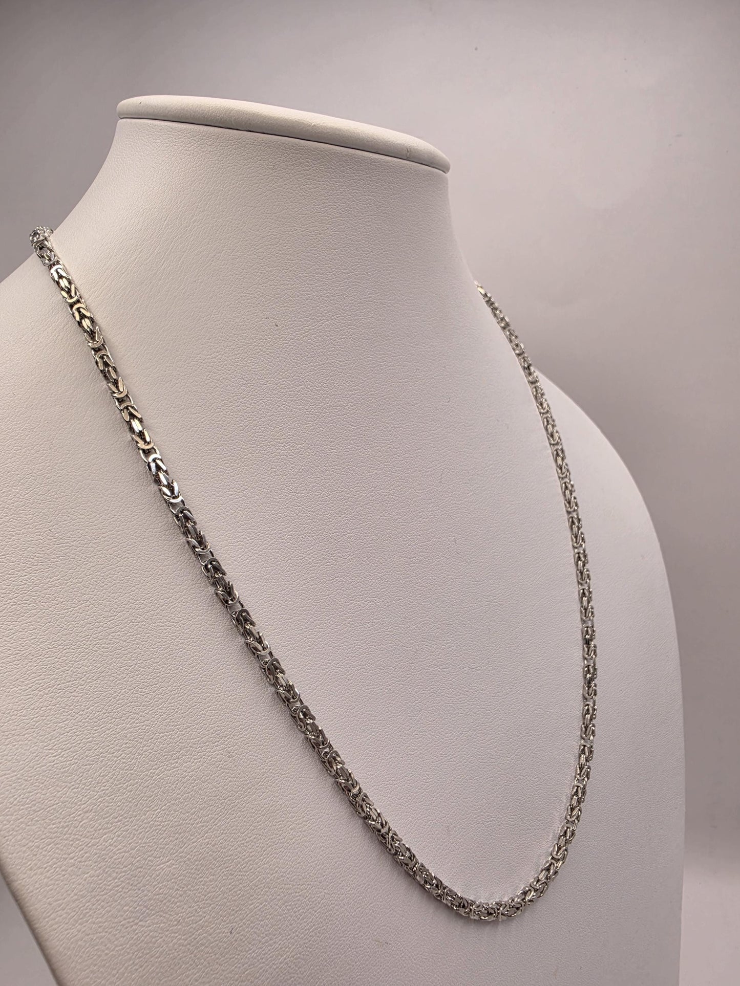 Sterling Silver Byzantine Chain Necklace 22 Inch 3mm 19 Grams Woven Unisex Men's Chain Jewelry Gift