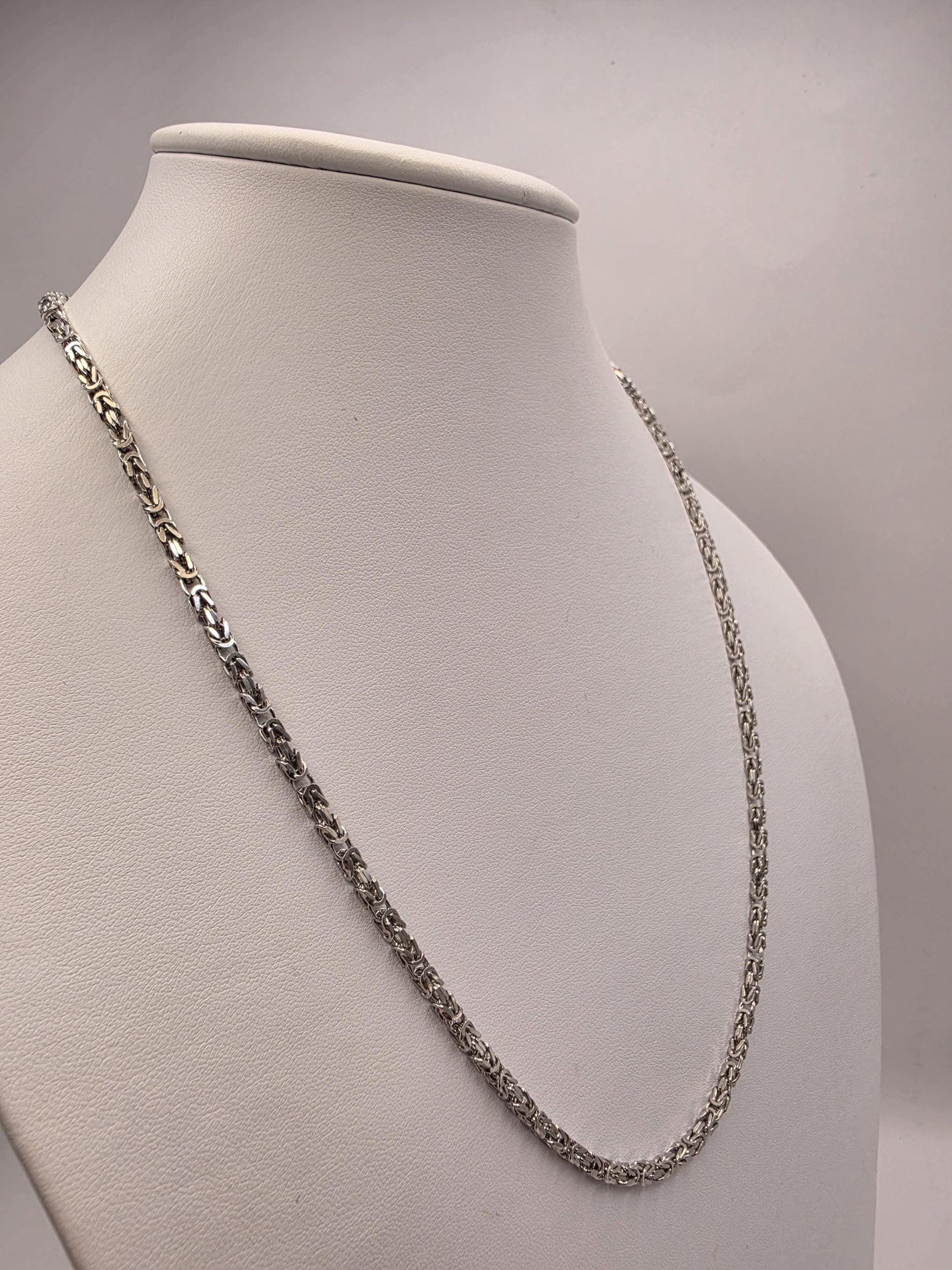 Sterling Silver Byzantine Chain Necklace 22 Inch 3mm 19 Grams Woven Unisex Men's Chain Jewelry Gift