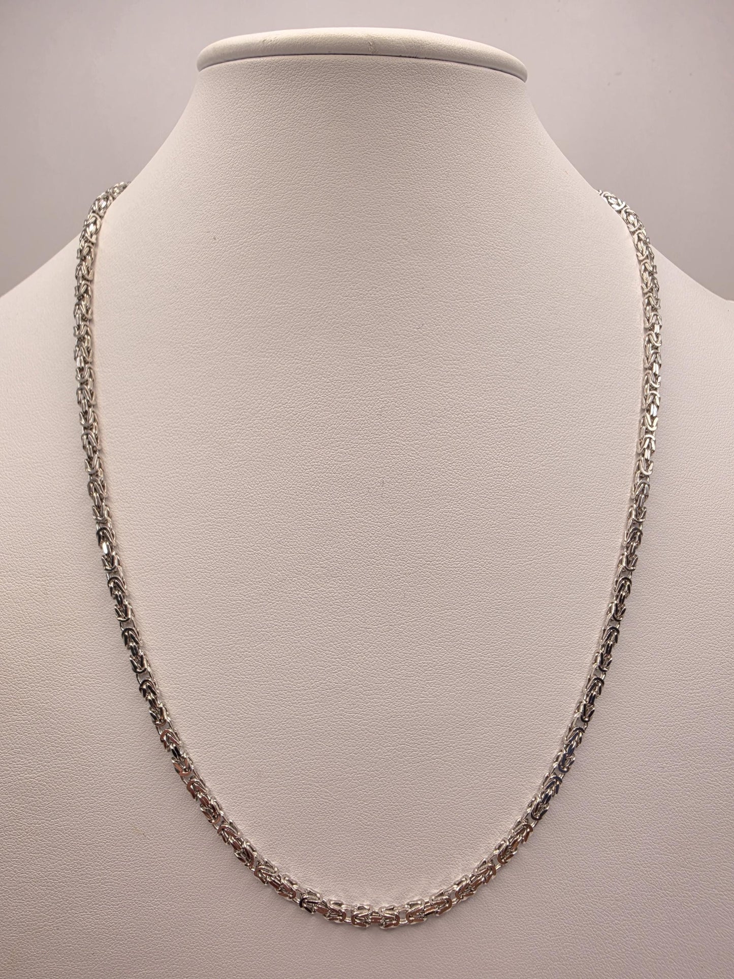 Sterling Silver Byzantine Chain Necklace 22 Inch 3mm 19 Grams Woven Unisex Men's Chain Jewelry Gift