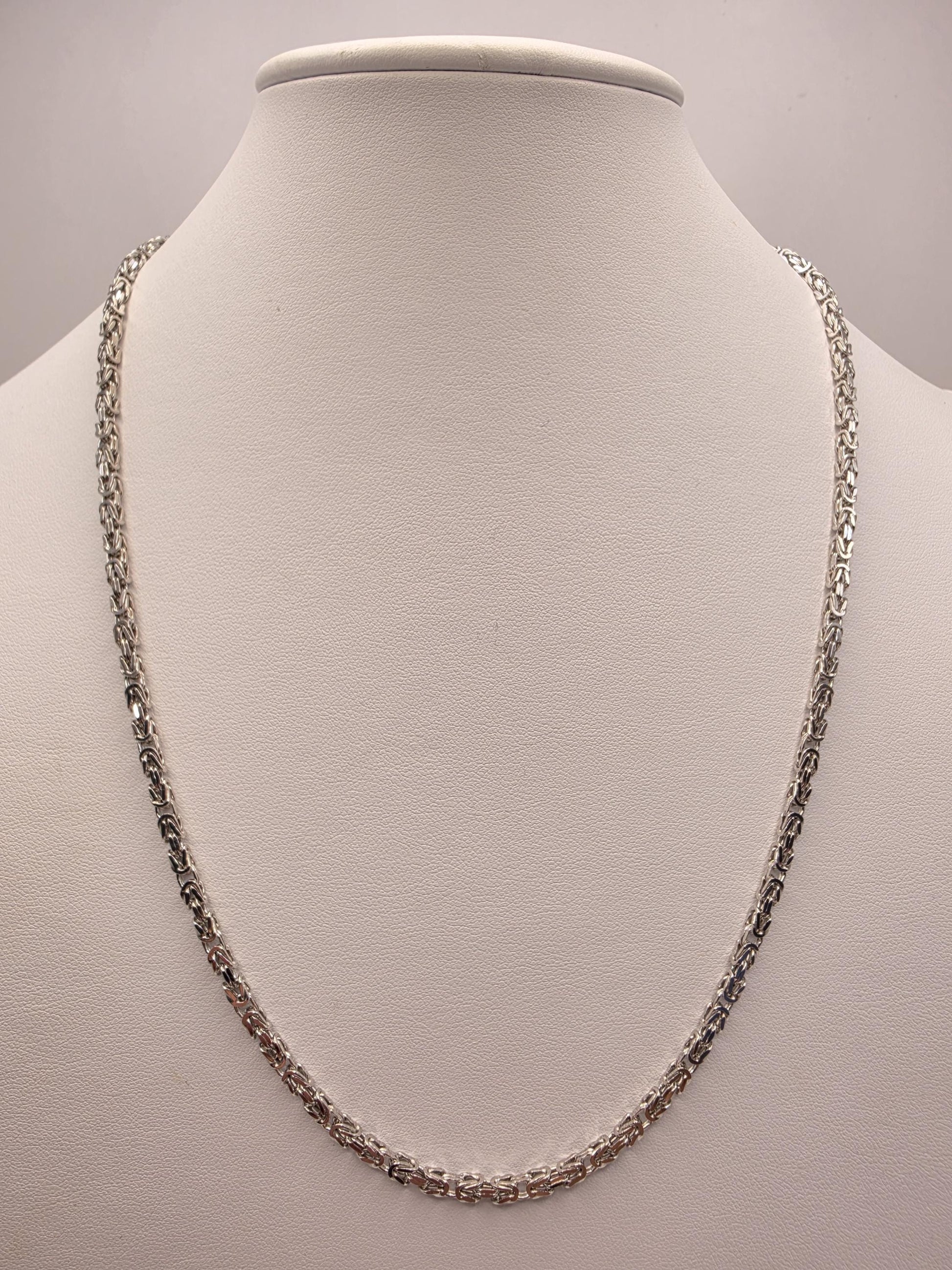 Sterling Silver Byzantine Chain Necklace 22 Inch 3mm 19 Grams Woven Unisex Men's Chain Jewelry Gift