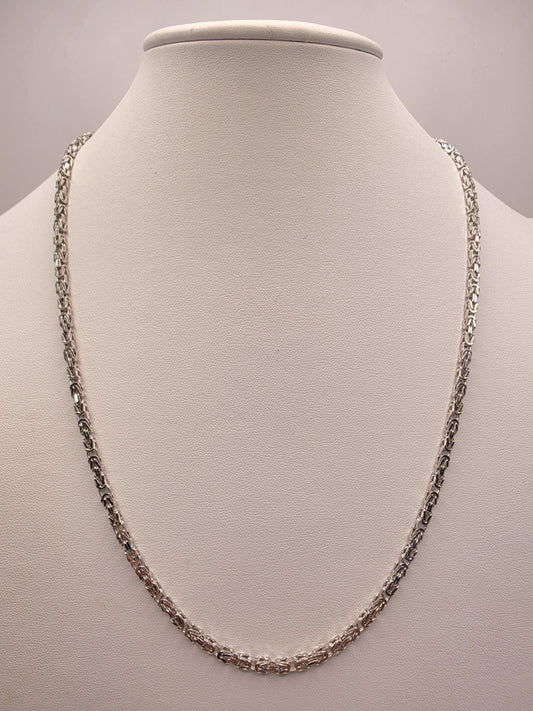 Sterling Silver Byzantine Chain Necklace 22 Inch 3mm 19 Grams Woven Unisex Men's Chain Jewelry Gift