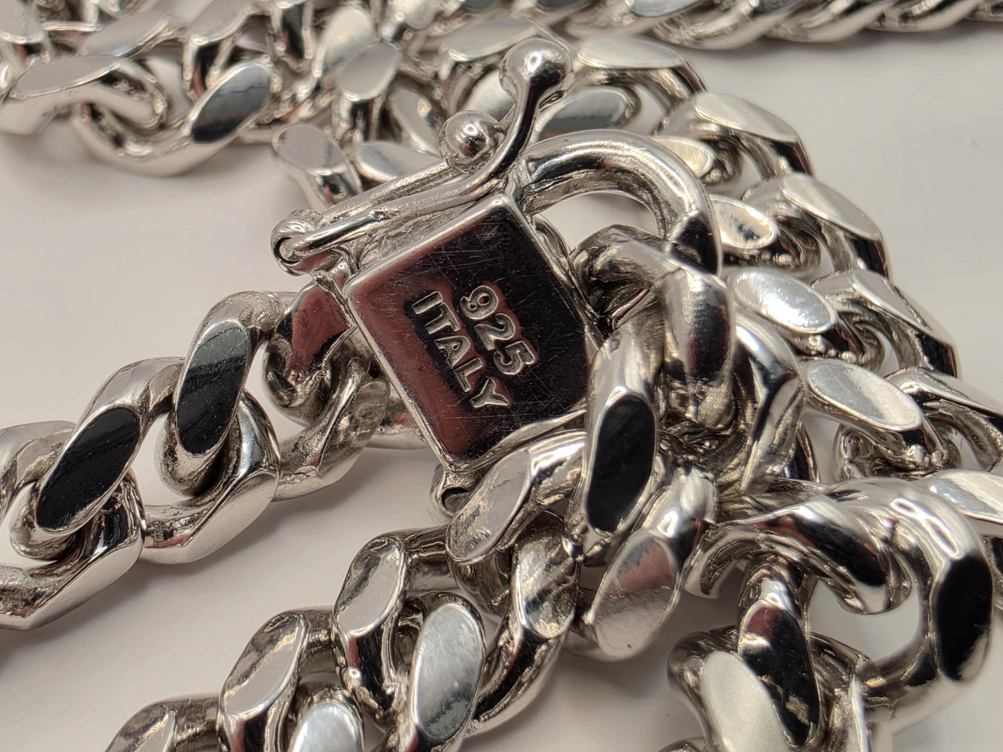 Sterling Silver Cuban Link Chain Necklace 22 Inch 6.75mm 64 Grams Extra Heavy Men's Curb Chain Statement Gift