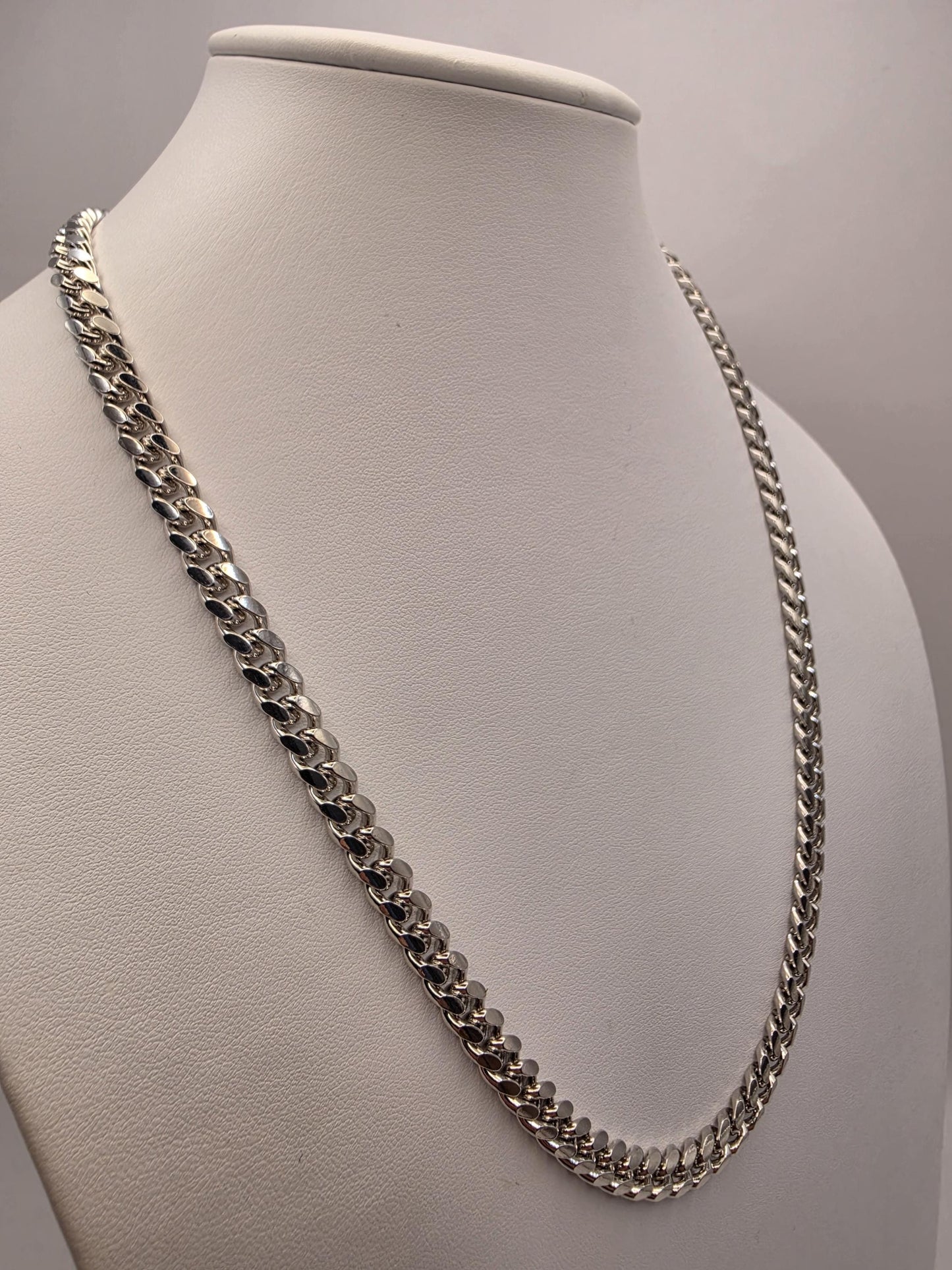 Sterling Silver Cuban Link Chain Necklace 22 Inch 6.75mm 64 Grams Extra Heavy Men's Curb Chain Statement Gift