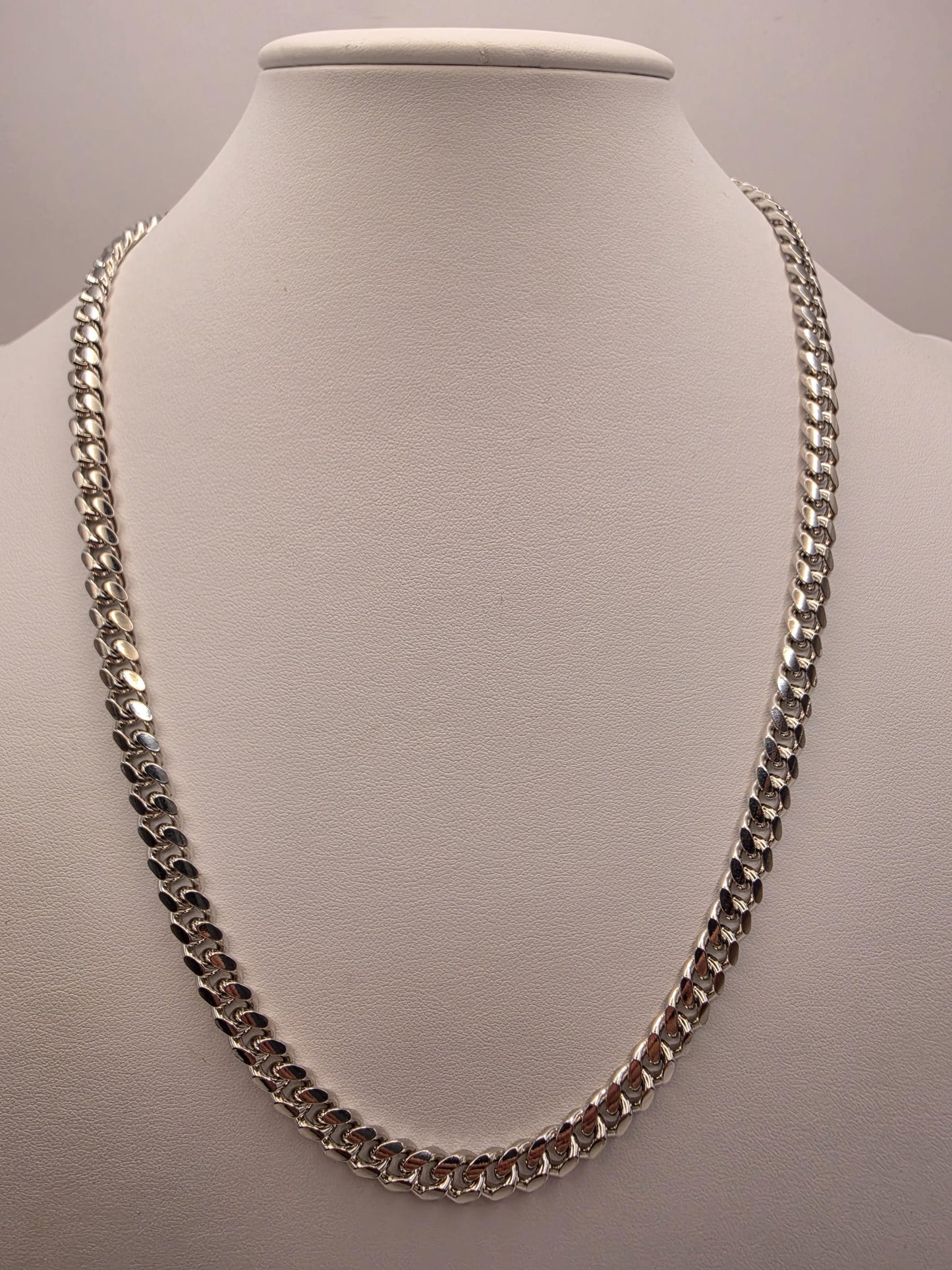 Sterling Silver Cuban Link Chain Necklace 22 Inch 6.75mm 64 Grams Extra Heavy Men's Curb Chain Statement Gift