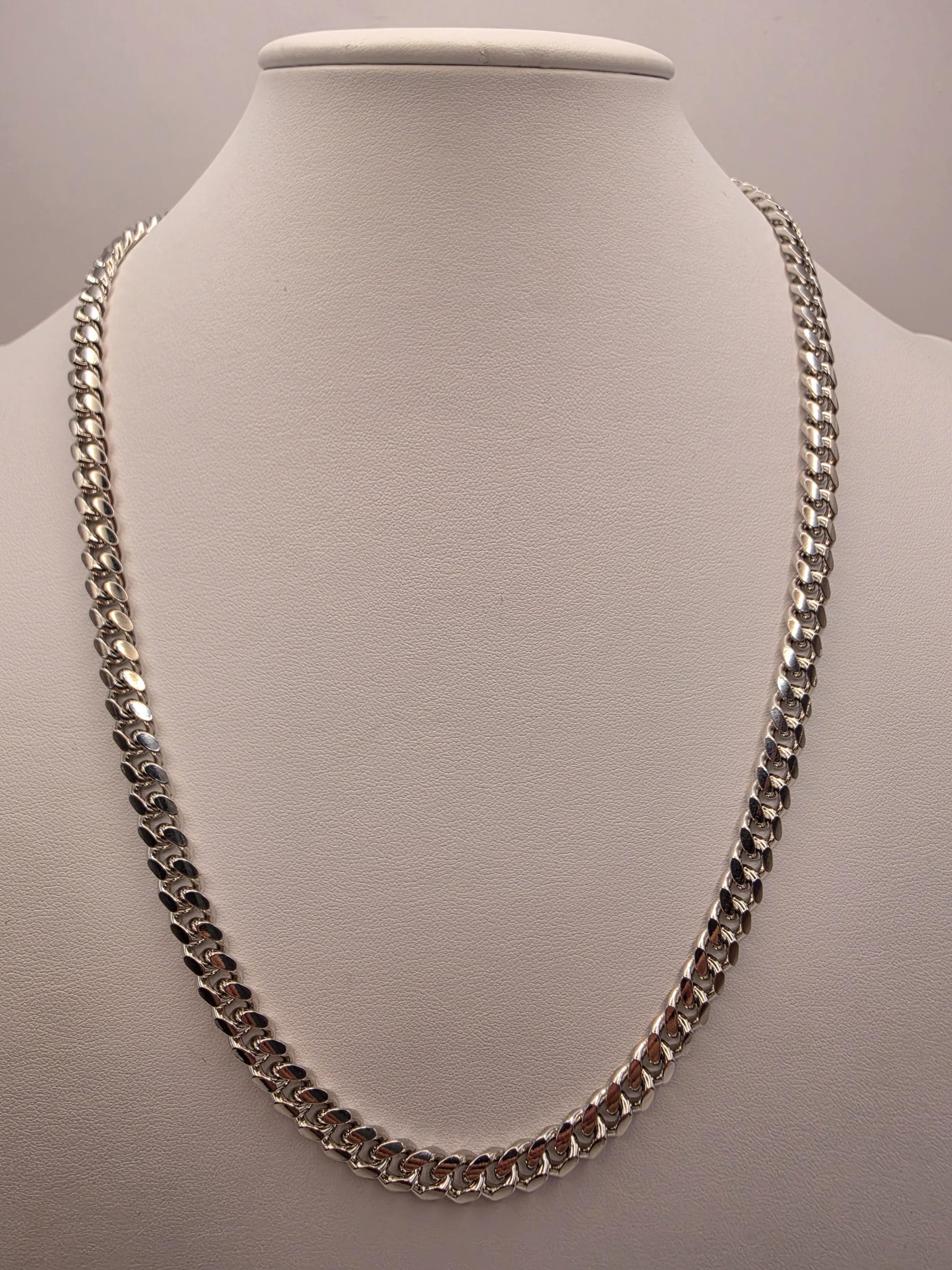 Sterling Silver Cuban Link Chain Necklace 22 Inch 6.75mm 64 Grams Extra Heavy Men's Curb Chain Statement Gift