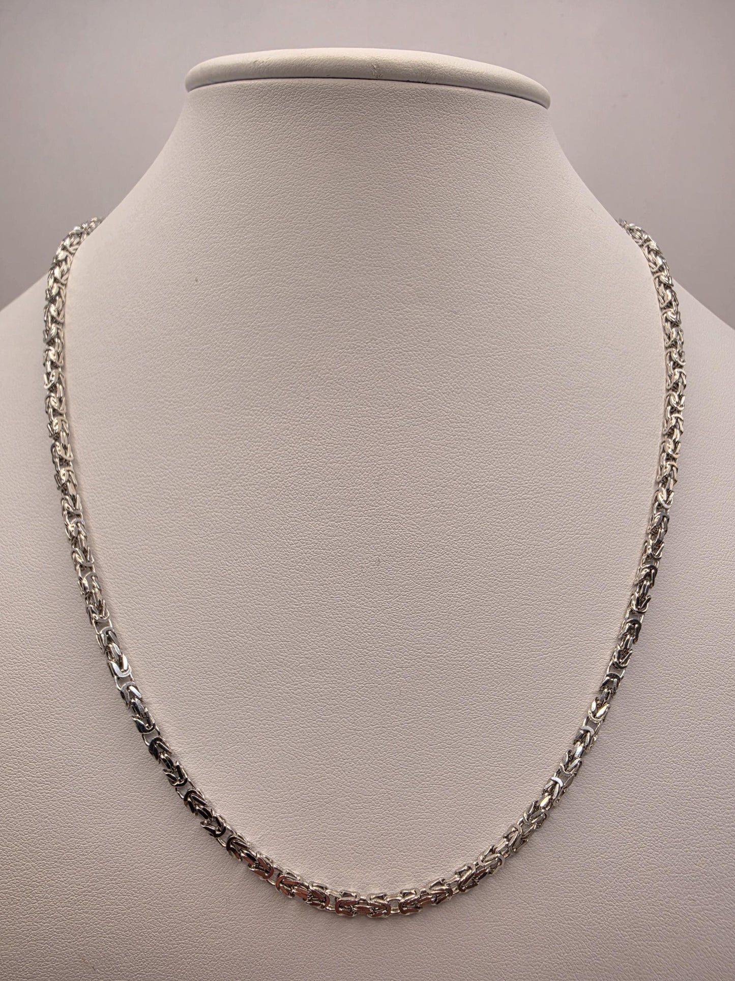 Sterling Silver Byzantine Chain Necklace 20 Inch 3mm 17.2 Grams Woven Unisex Men's Chain Jewelry Gift