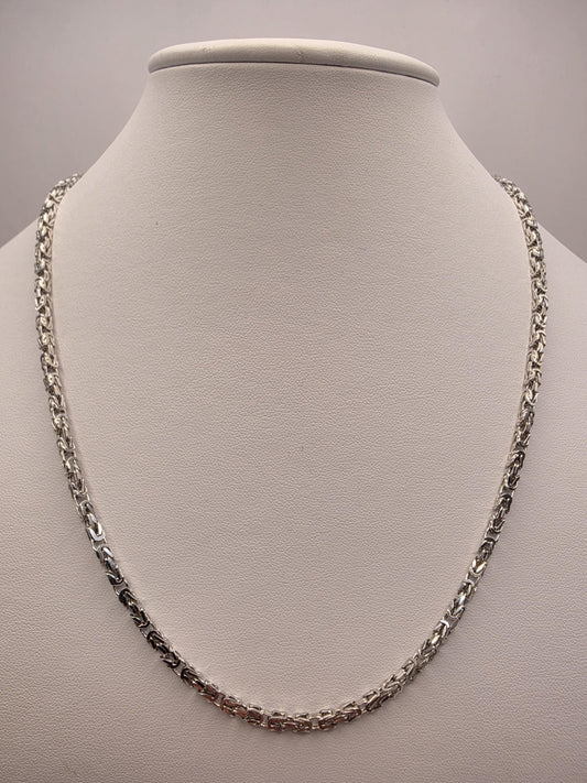 Sterling Silver Byzantine Chain Necklace 20 Inch 3mm 17.2 Grams Woven Unisex Men's Chain Jewelry Gift
