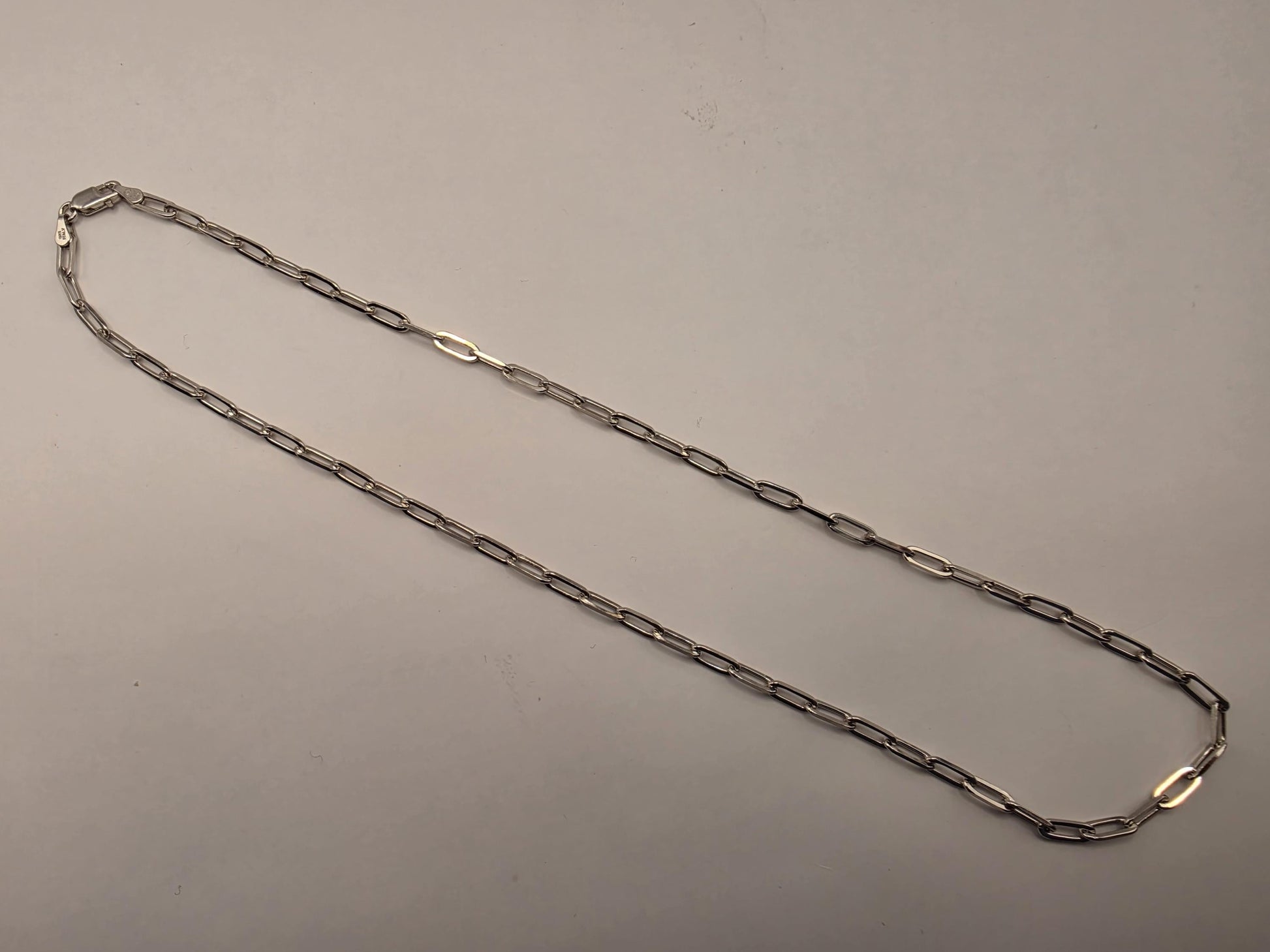 Sterling Silver Paperclip Chain Necklace 18 Inch 3.5mm 9 Grams Modern Oval Link Unisex Layering Jewelry Gift