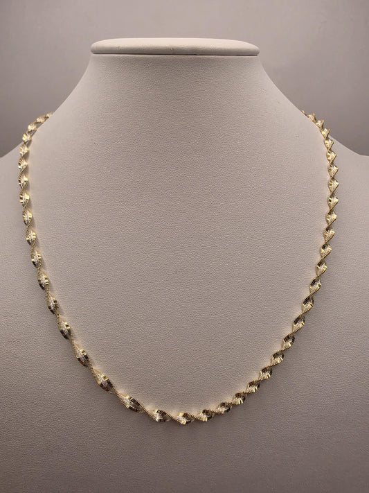 Gold Plated Sterling Silver Rope Chain Necklace 20 Inch 4mm Diamond Cut Twisted Spiral Unisex Jewelry Gift
