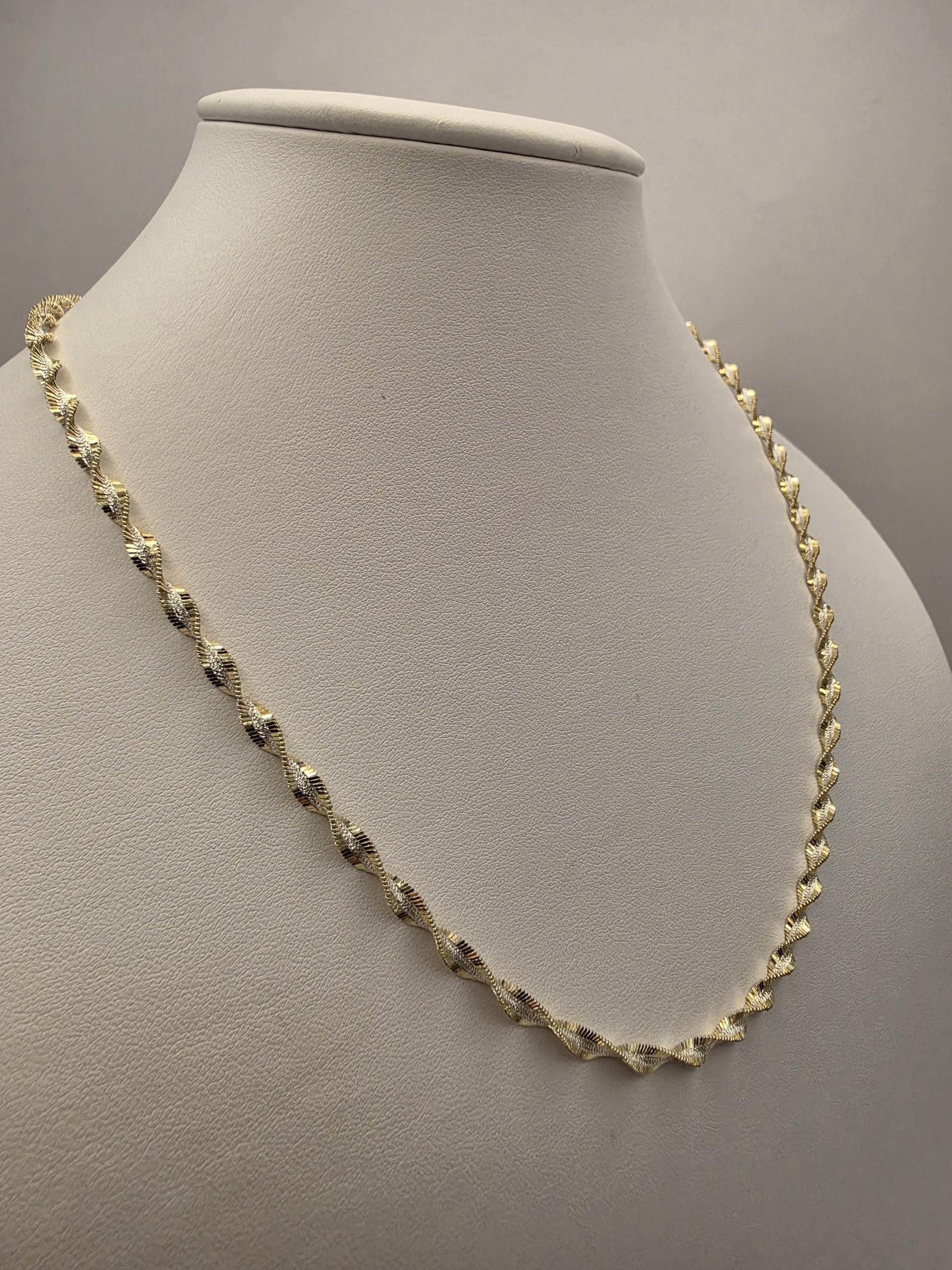 Gold Plated Sterling Silver Rope Chain Necklace 20 Inch 4mm Diamond Cut Twisted Spiral Unisex Jewelry Gift