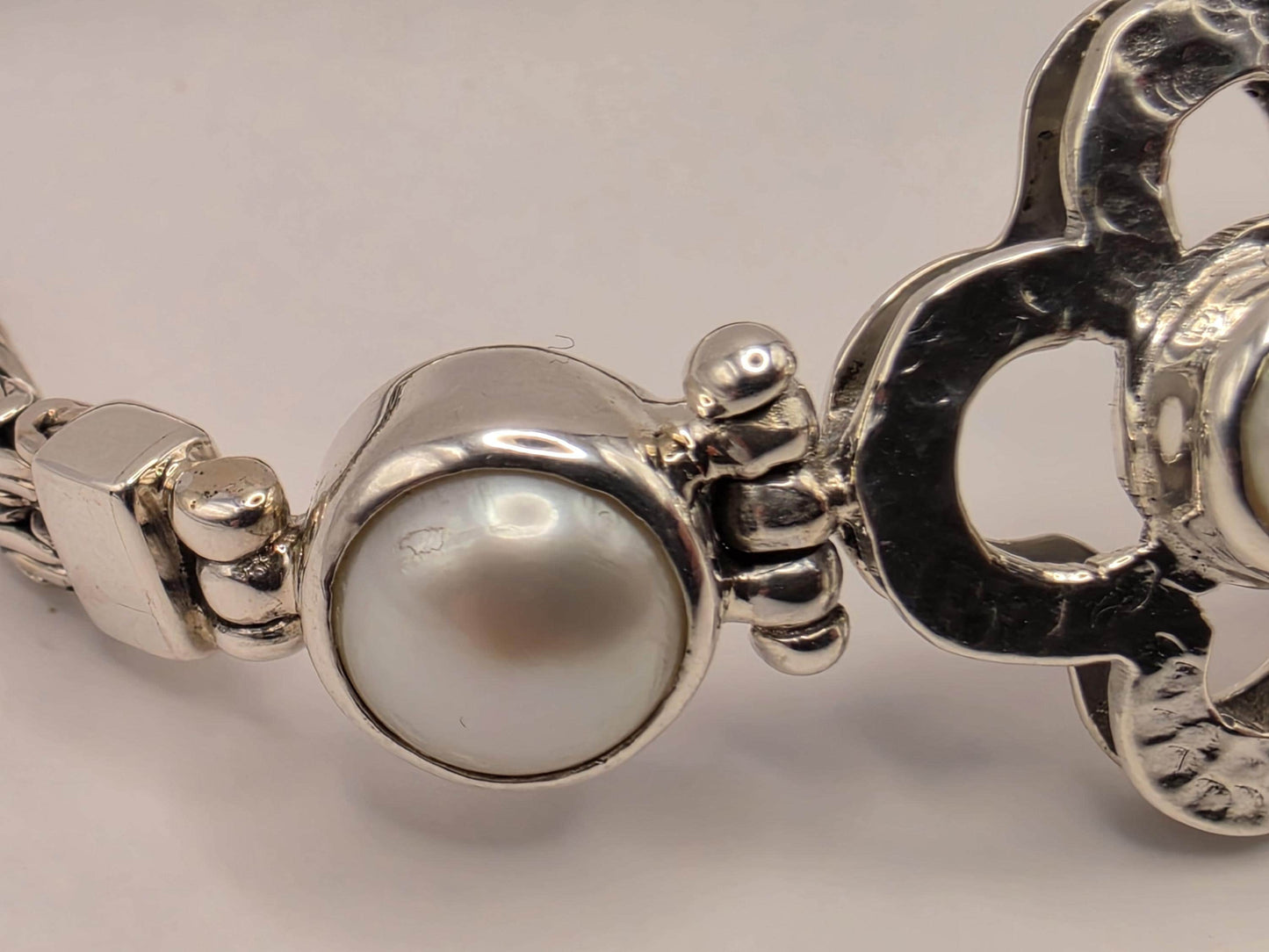 Genuine Gray Freshwater Pearl Flower Bracelet Solid 925 Sterling Silver White Topaz 7 Inch Floral Statement Birthstone Gift