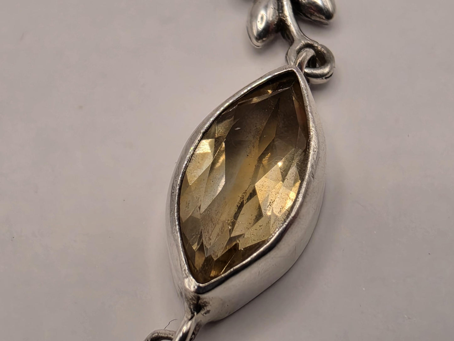 Genuine Smoky Quartz Leaf Bracelet Solid 925 Sterling Silver 8 Inch Marquise Botanical Gemstone Jewelry Gift