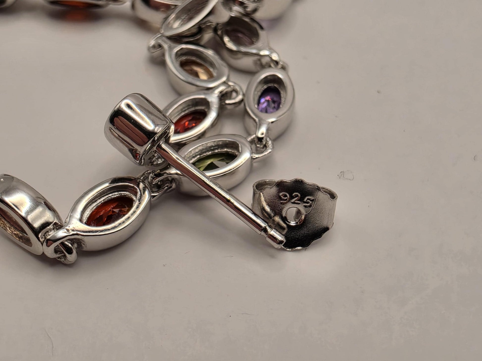 Genuine Rainbow Multigemstone Drop Earrings Solid 925 Sterling Silver 2.5 Inch Garnet Citrine Topaz Amethyst Peridot Gift