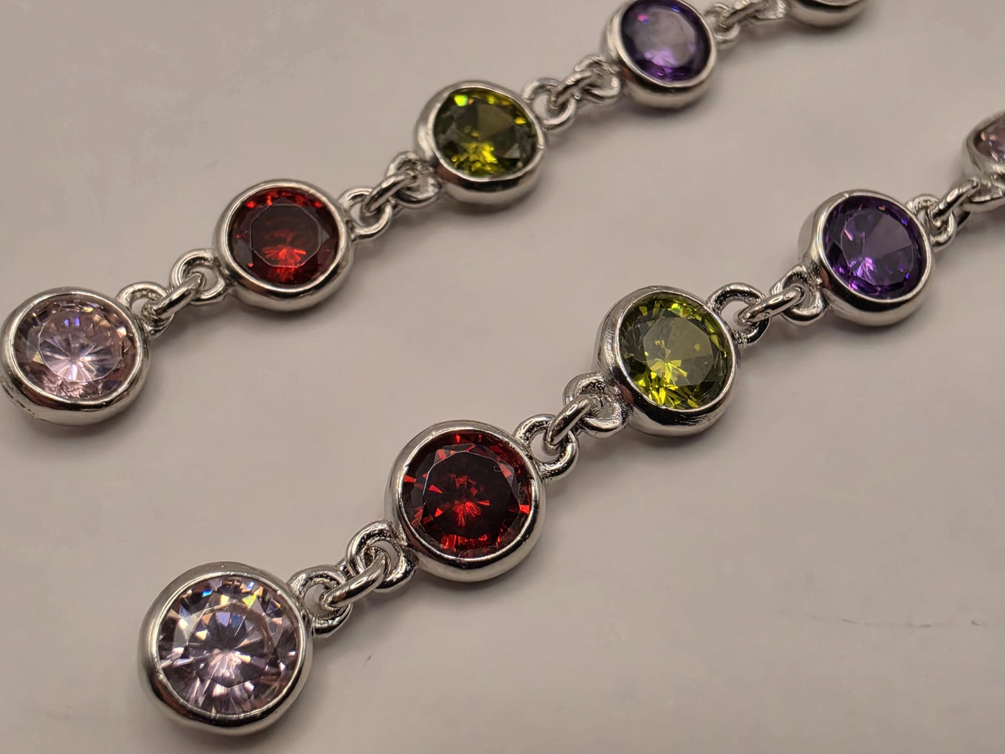 Genuine Rainbow Multigemstone Drop Earrings Solid 925 Sterling Silver 2.5 Inch Round Garnet Citrine Topaz Amethyst Peridot Gift