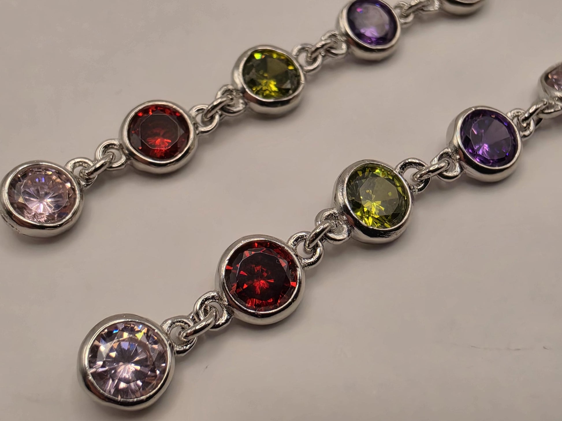 Genuine Rainbow Multigemstone Drop Earrings Solid 925 Sterling Silver 2.5 Inch Round Garnet Citrine Topaz Amethyst Peridot Gift