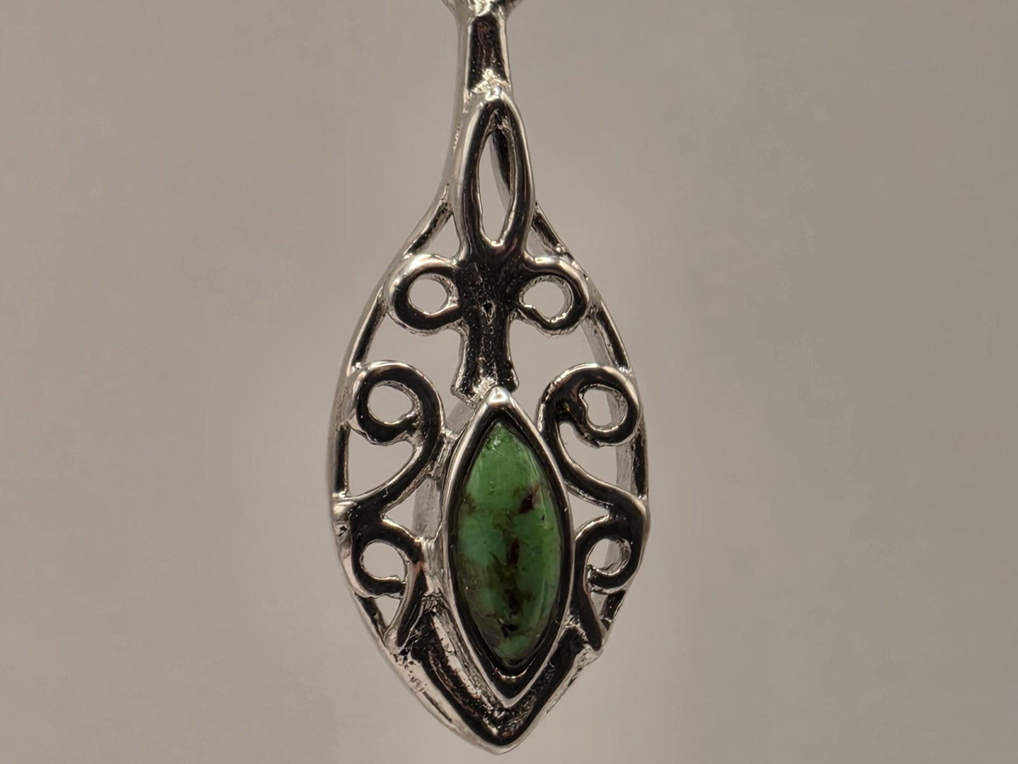 Genuine Green Turquoise Leaf Earrings Solid 925 Sterling Silver 1.5 Inch Filigree Dangle Botanical Southwest Gift for Her