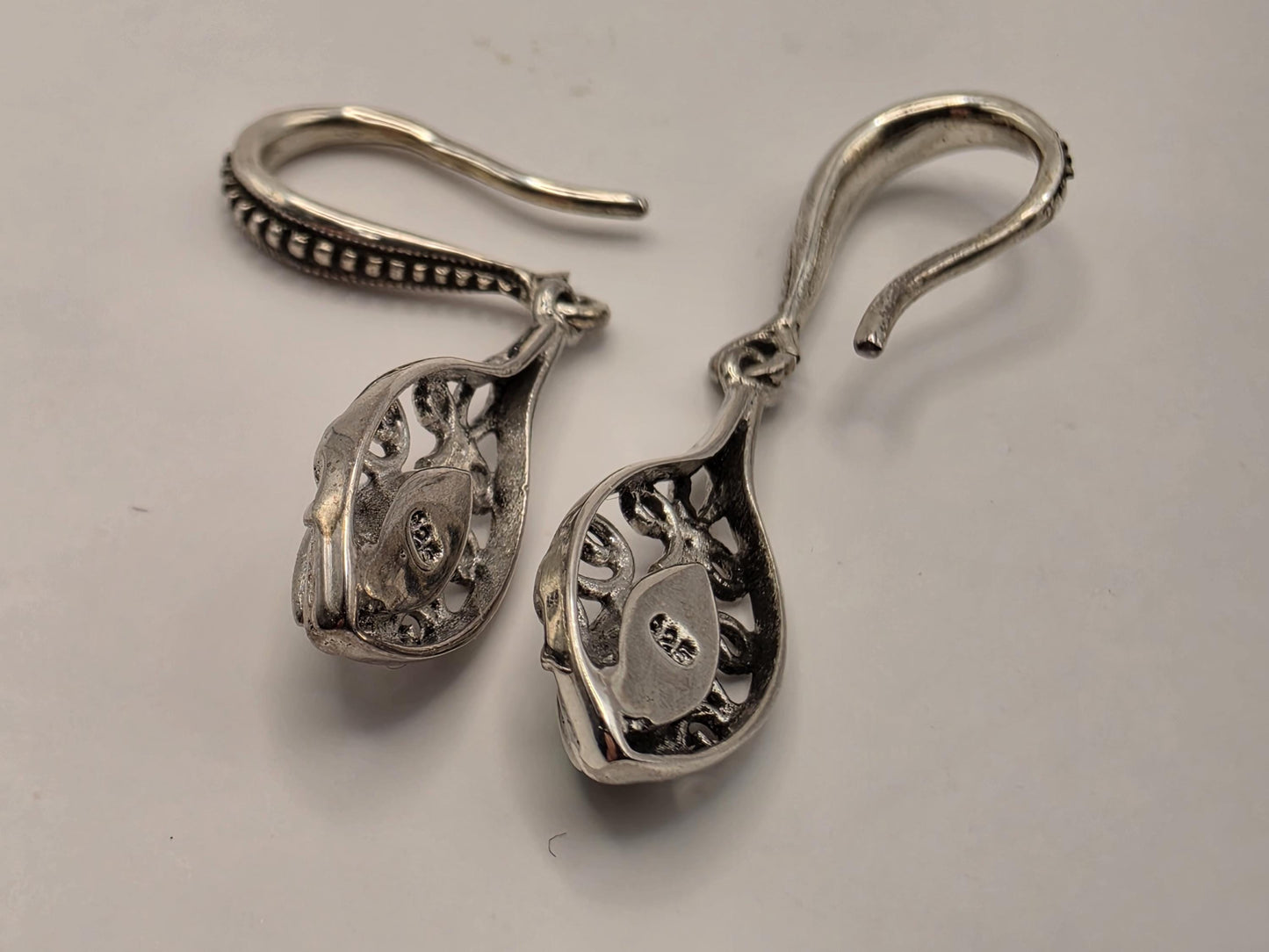 Genuine Green Turquoise Leaf Earrings Solid 925 Sterling Silver 1.5 Inch Filigree Dangle Botanical Southwest Gift for Her