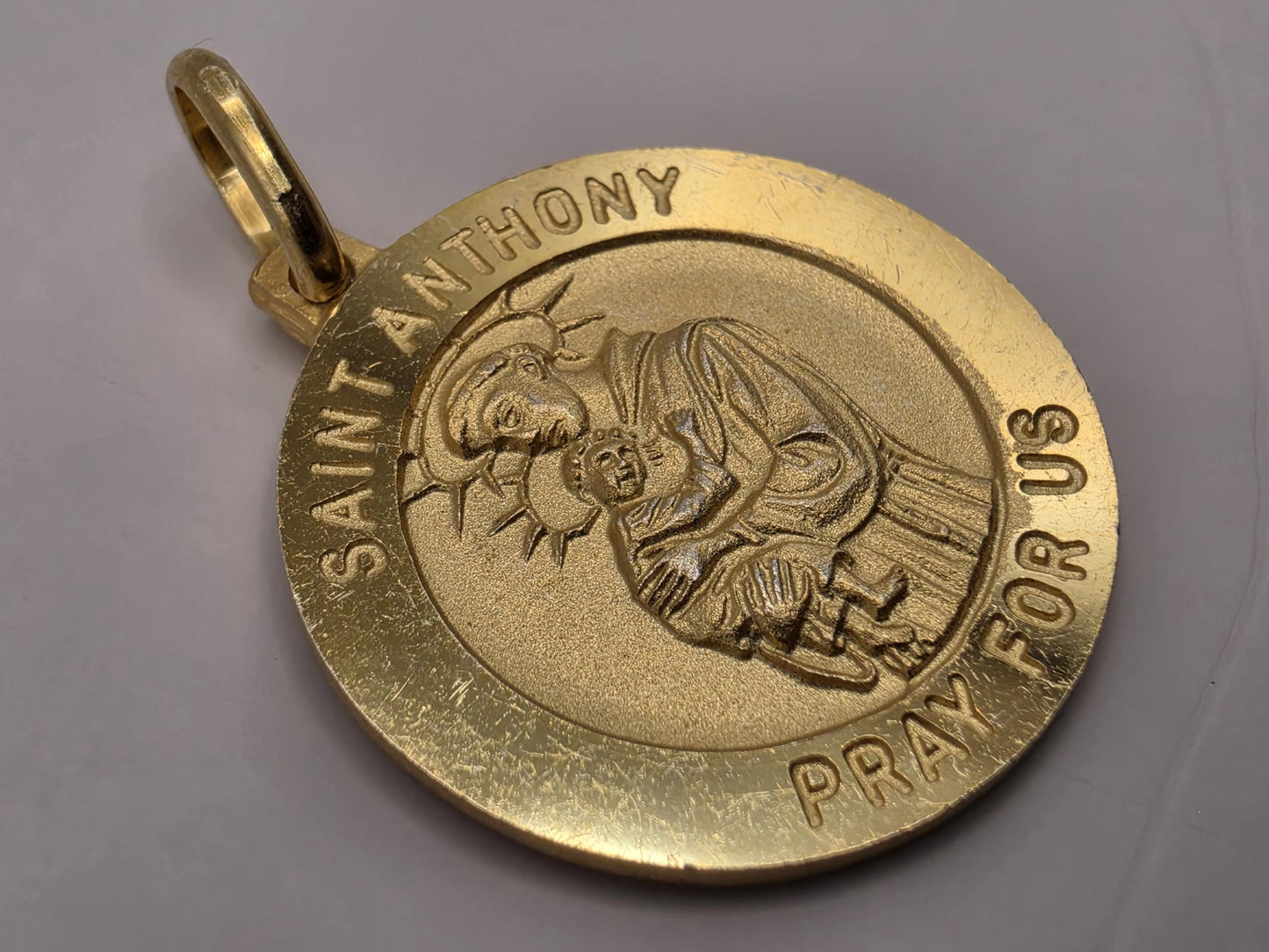 Saint Anthony Medal Pendant Gold Plated 925 Sterling Silver .75 Inch Catholic Patron Saint Religious Jewelry Gift