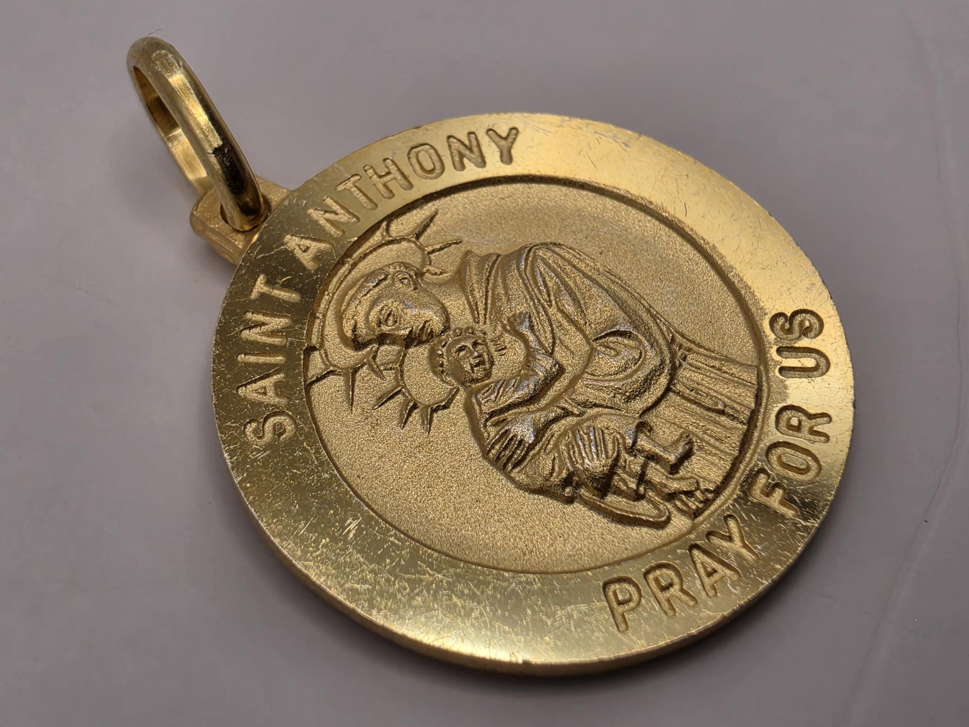 Saint Anthony Medal Pendant Gold Plated 925 Sterling Silver .75 Inch Catholic Patron Saint Religious Jewelry Gift