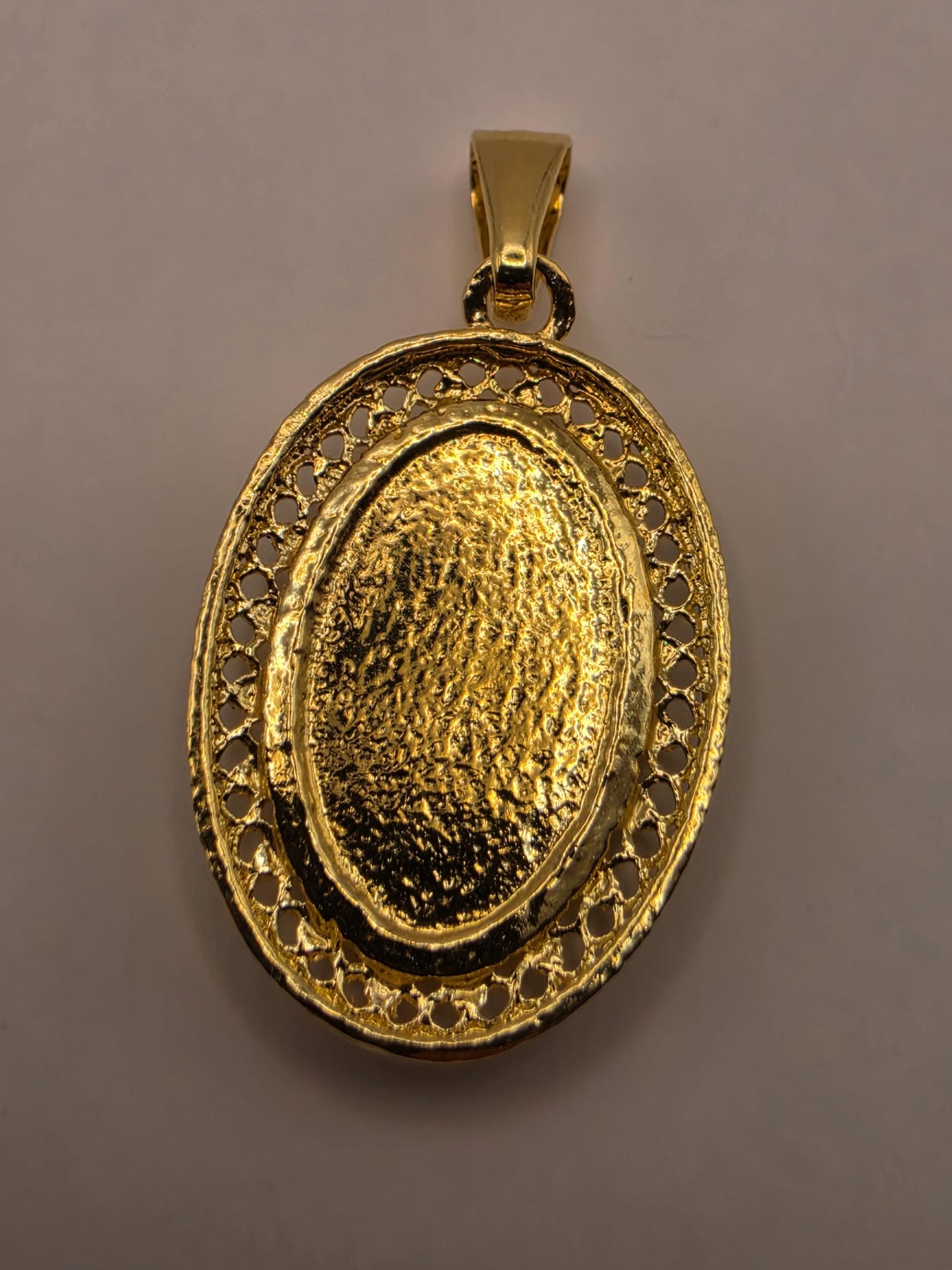 Our Lady of Guadalupe Pendant Gold Plated 925 Sterling Silver 1 x .625 Inch Two Tone Oval Catholic Religious Jewelry Gift