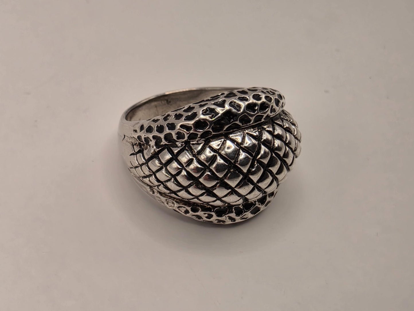 Solid 925 Sterling Silver Braided Dome Ring Size 9 10.2 Grams Wide Oxidized Basket Weave Mens Unisex Statement Gift