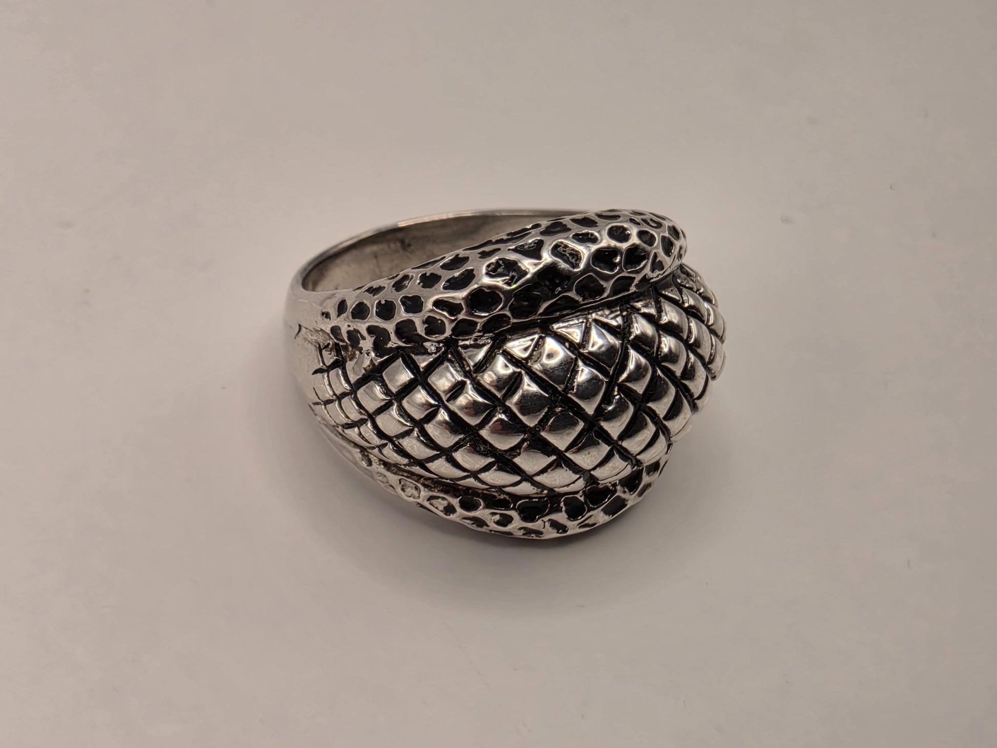 Solid 925 Sterling Silver Braided Dome Ring Size 9 10.2 Grams Wide Oxidized Basket Weave Mens Unisex Statement Gift