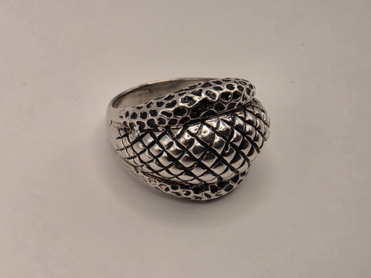 Solid 925 Sterling Silver Braided Dome Ring Size 9 10.2 Grams Wide Oxidized Basket Weave Mens Unisex Statement Gift
