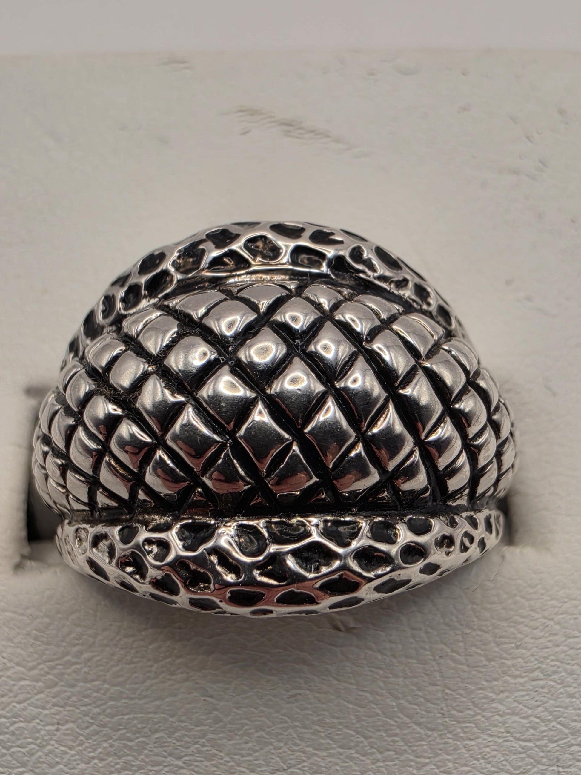 Solid 925 Sterling Silver Braided Dome Ring Size 9 10.2 Grams Wide Oxidized Basket Weave Mens Unisex Statement Gift