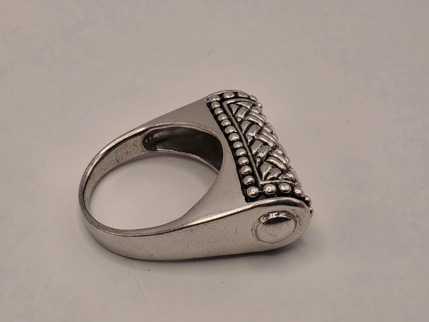 Solid 925 Sterling Silver Woven Bar Ring Size 7 8.5 Grams Bali Basket Cylinder Statement Unisex Jewelry Gift