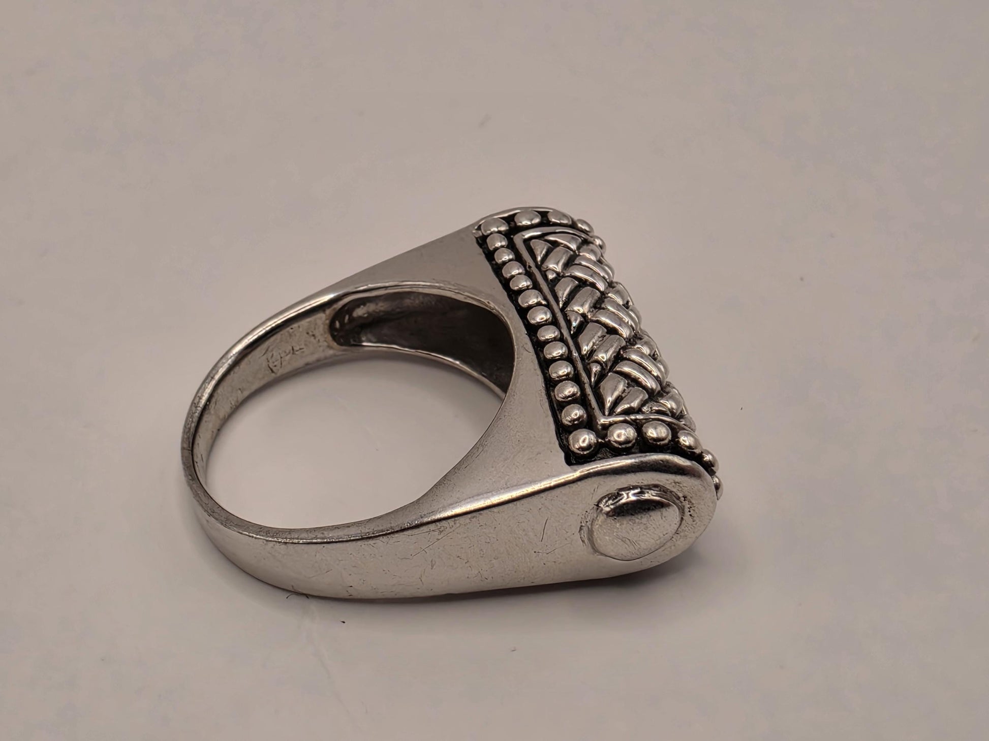 Solid 925 Sterling Silver Woven Bar Ring Size 7 8.5 Grams Bali Basket Cylinder Statement Unisex Jewelry Gift
