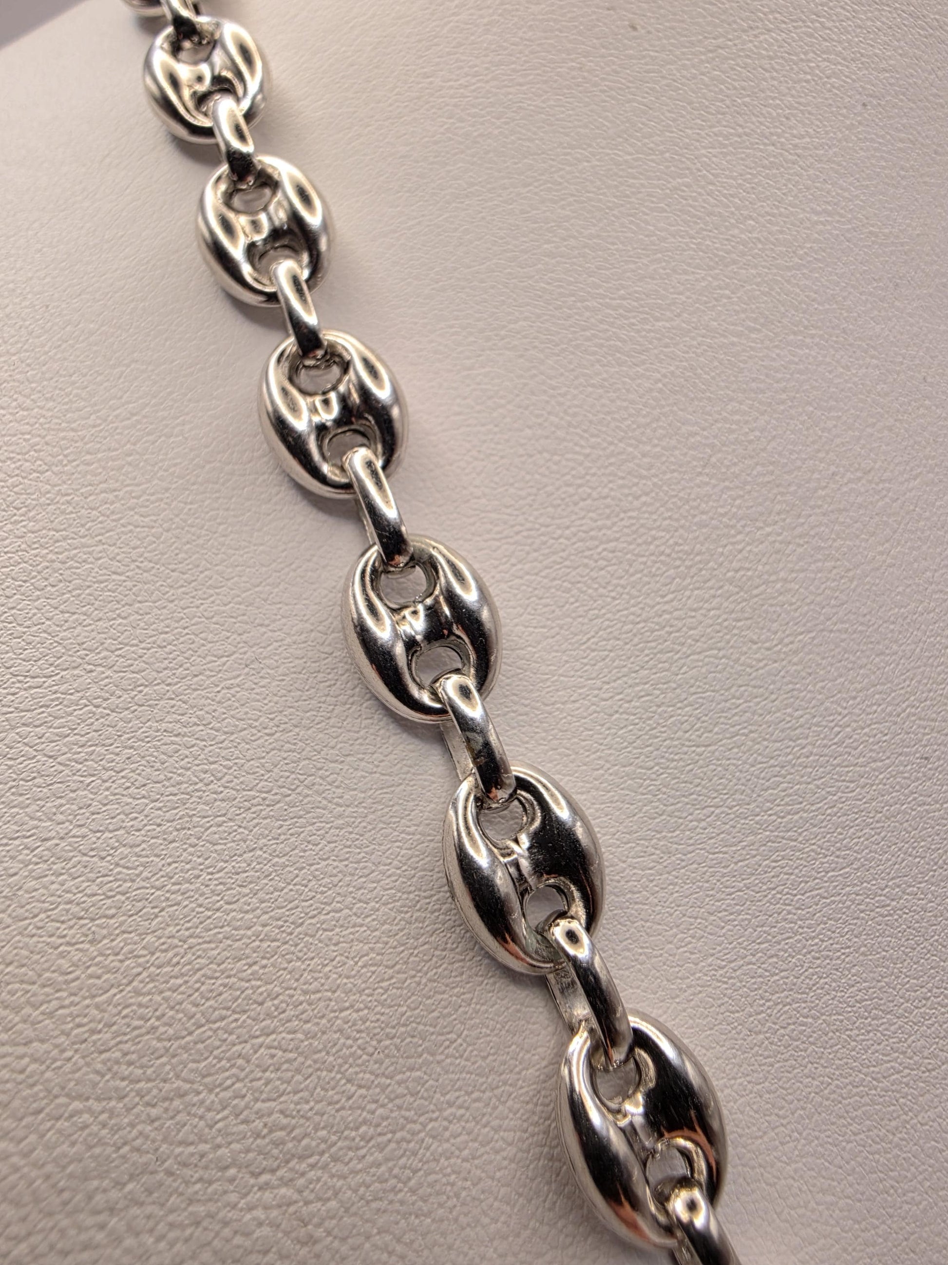 Sterling Silver Puffed Mariner Chain Necklace 22.75 Inch 9mm 34.5 Grams Anchor Link Men's Unisex Statement Gift