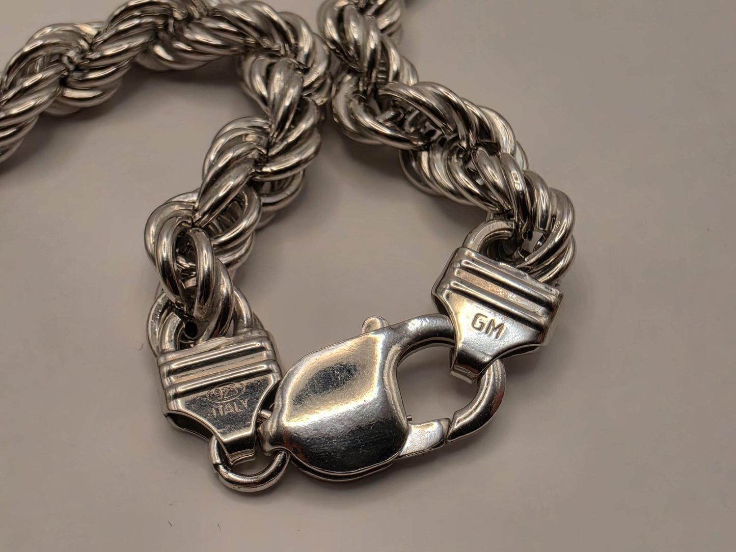 Heavy Sterling Silver Rope Chain Necklace 26 Inch 8mm 53.8 Grams Twisted Men's Unisex Statement Jewelry Gift