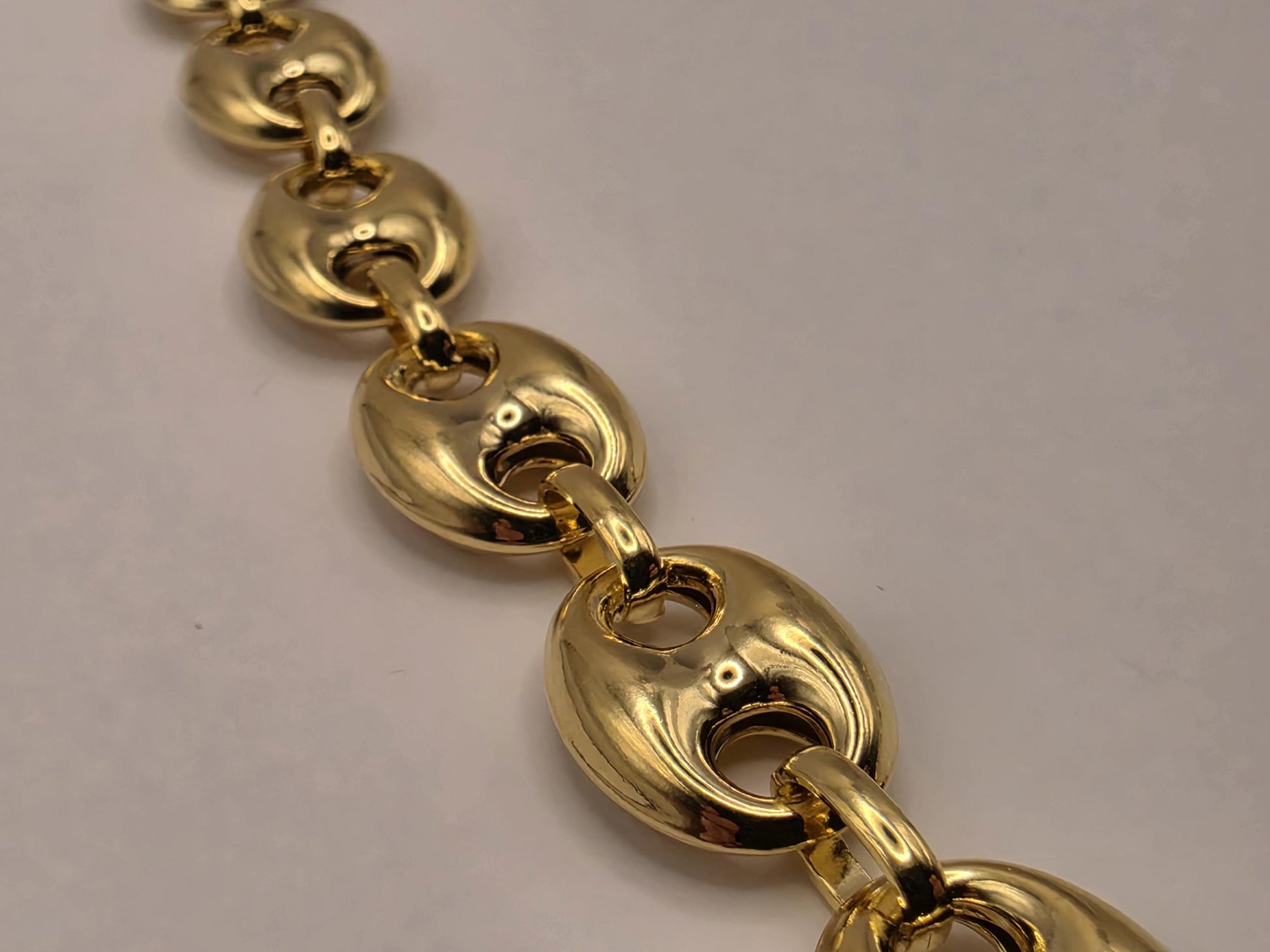 Gold Plated Sterling Silver Puffed Mariner Chain Necklace 22 Inch 14mm 57.4 Grams Heavy Anchor Link Men's Statement Gift