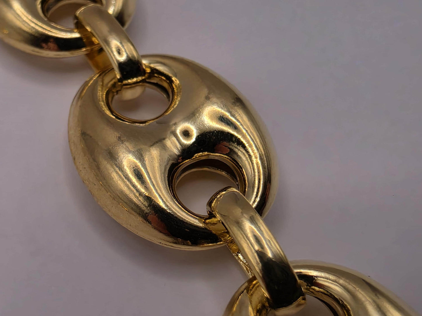 Gold Plated Sterling Silver Puffed Mariner Chain Necklace 22 Inch 14mm 57.4 Grams Heavy Anchor Link Men's Statement Gift