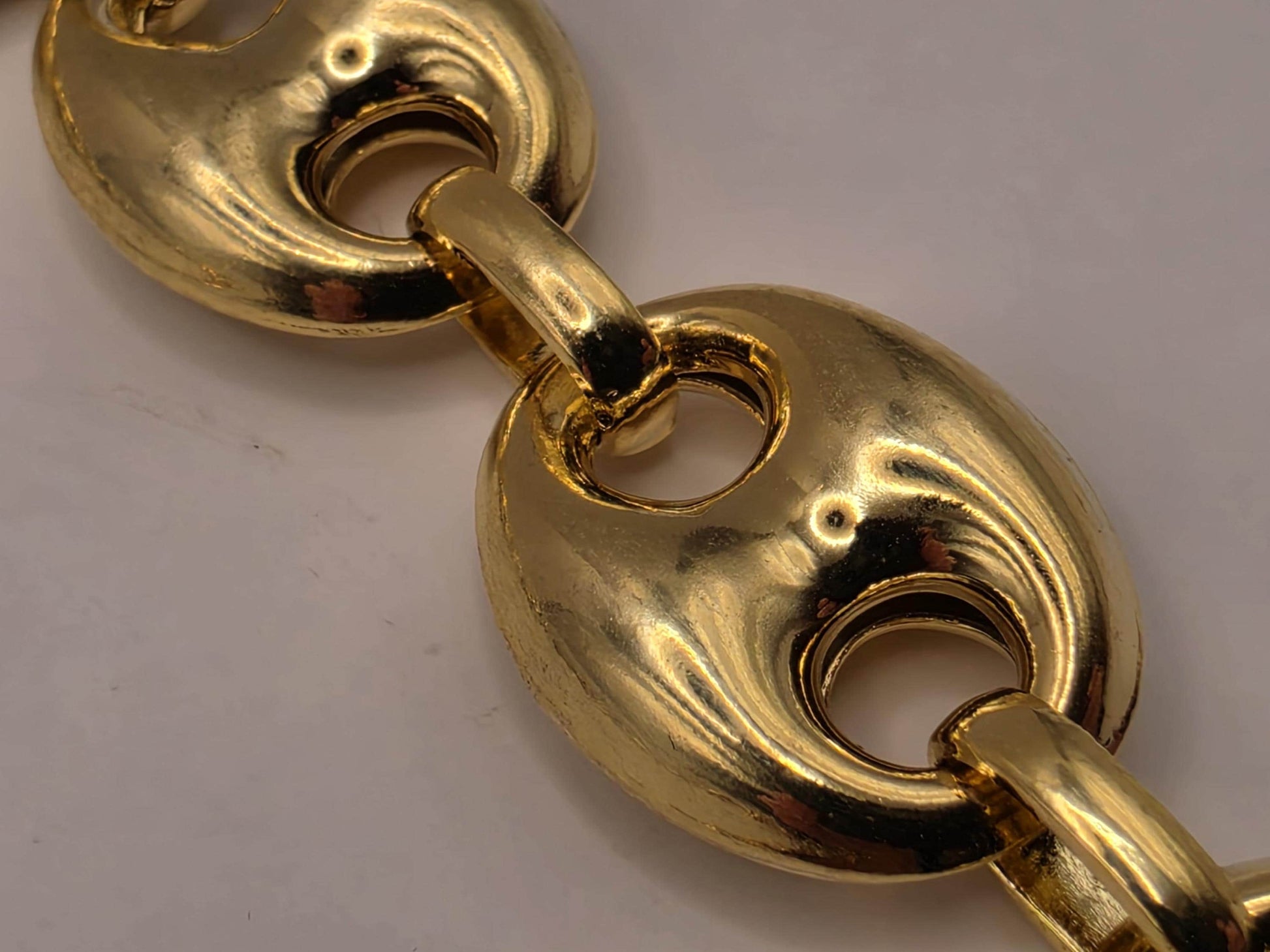 Gold Plated Sterling Silver Puffed Mariner Chain Necklace 20.5 Inch 14.2mm 53.8 Grams Heavy Anchor Link Statement Gift