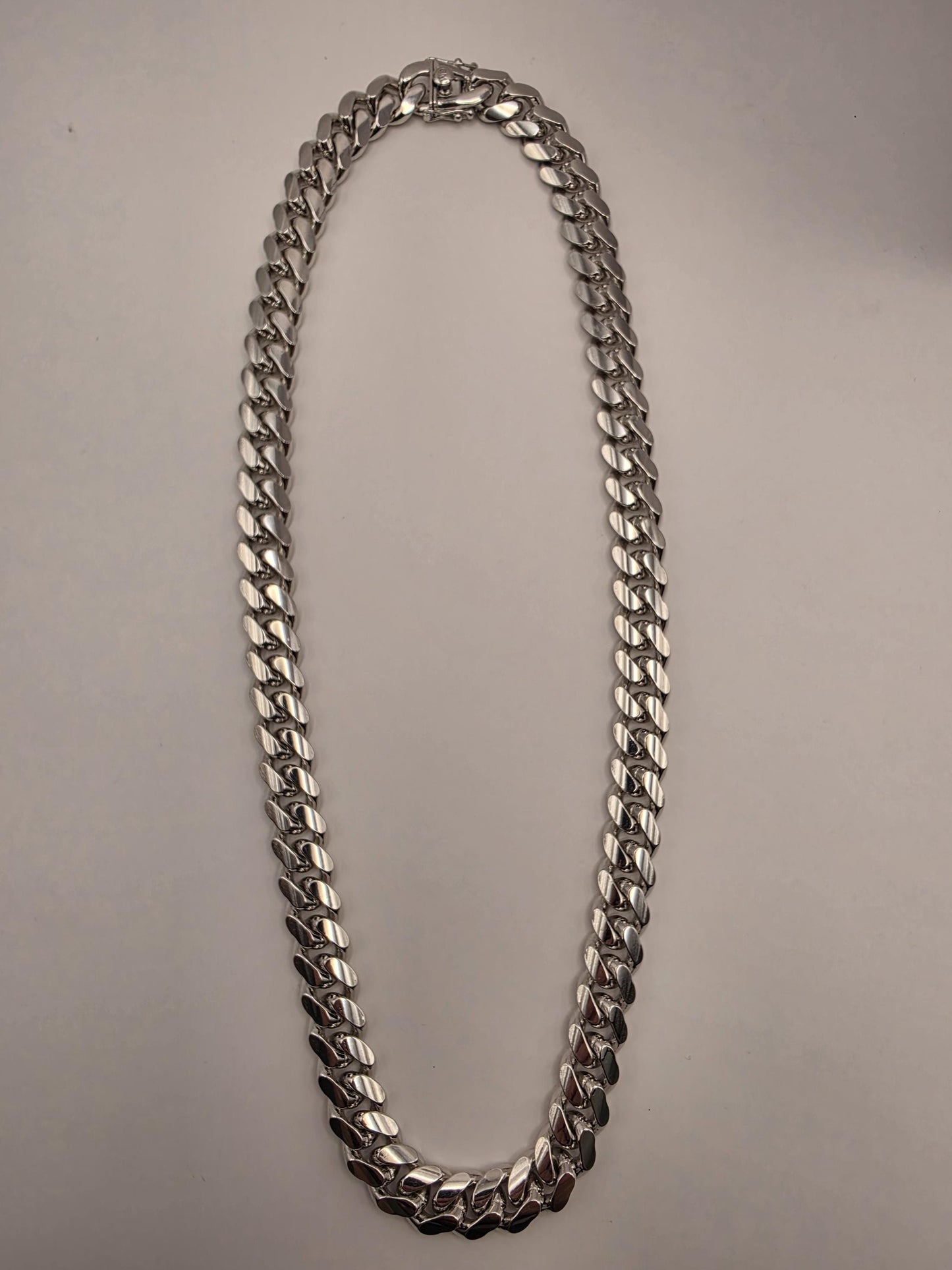 Heavy Sterling Silver Cuban Link Chain 22 Inch 12mm Mens 184.5 Grams Extra Thick Curb Necklace Box Clasp Statement