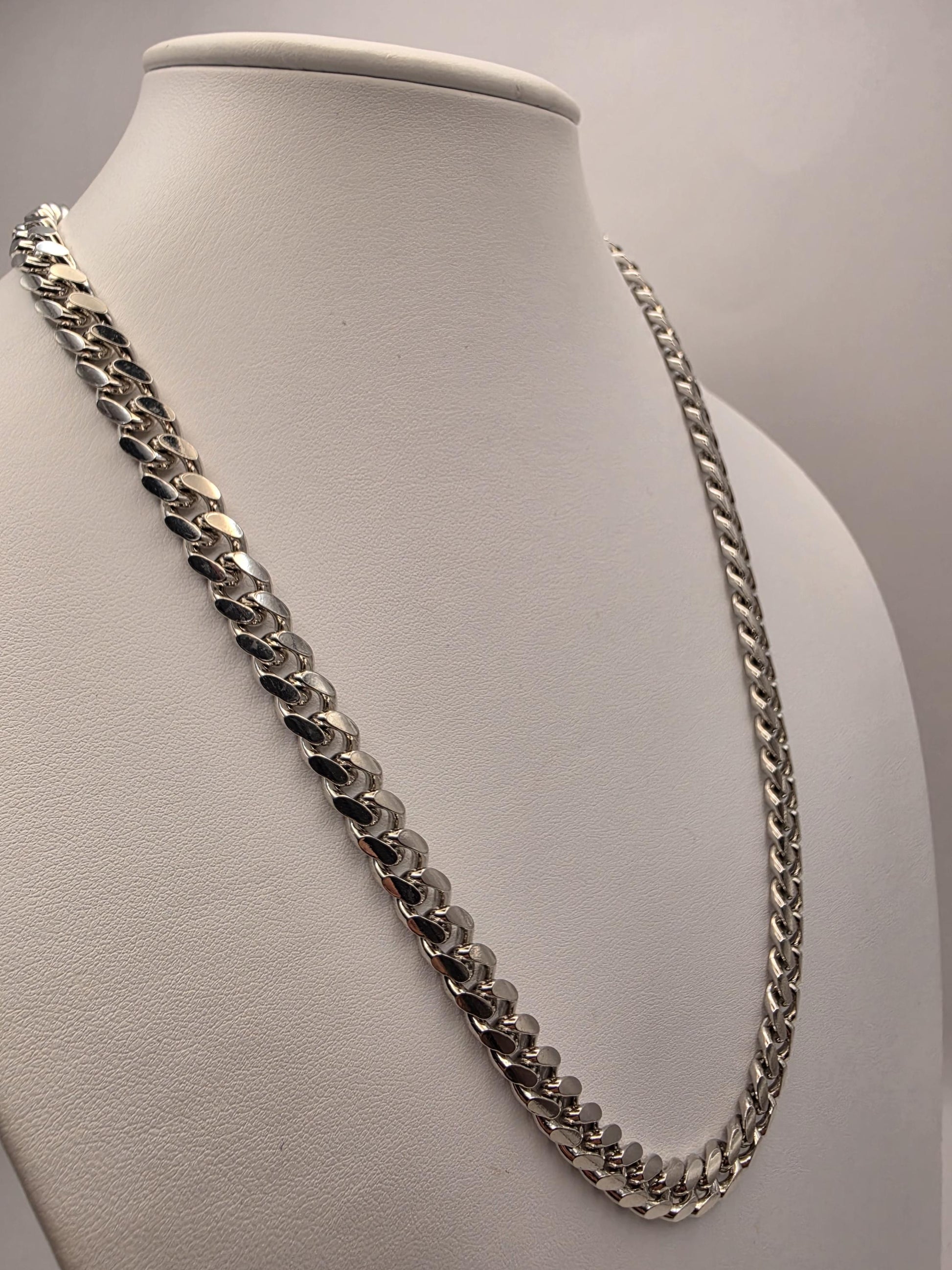 Heavy Sterling Silver Cuban Link Chain 22 Inch 8.3mm Mens 90 Grams Curb Necklace Box Clasp Statement Jewelry Gift