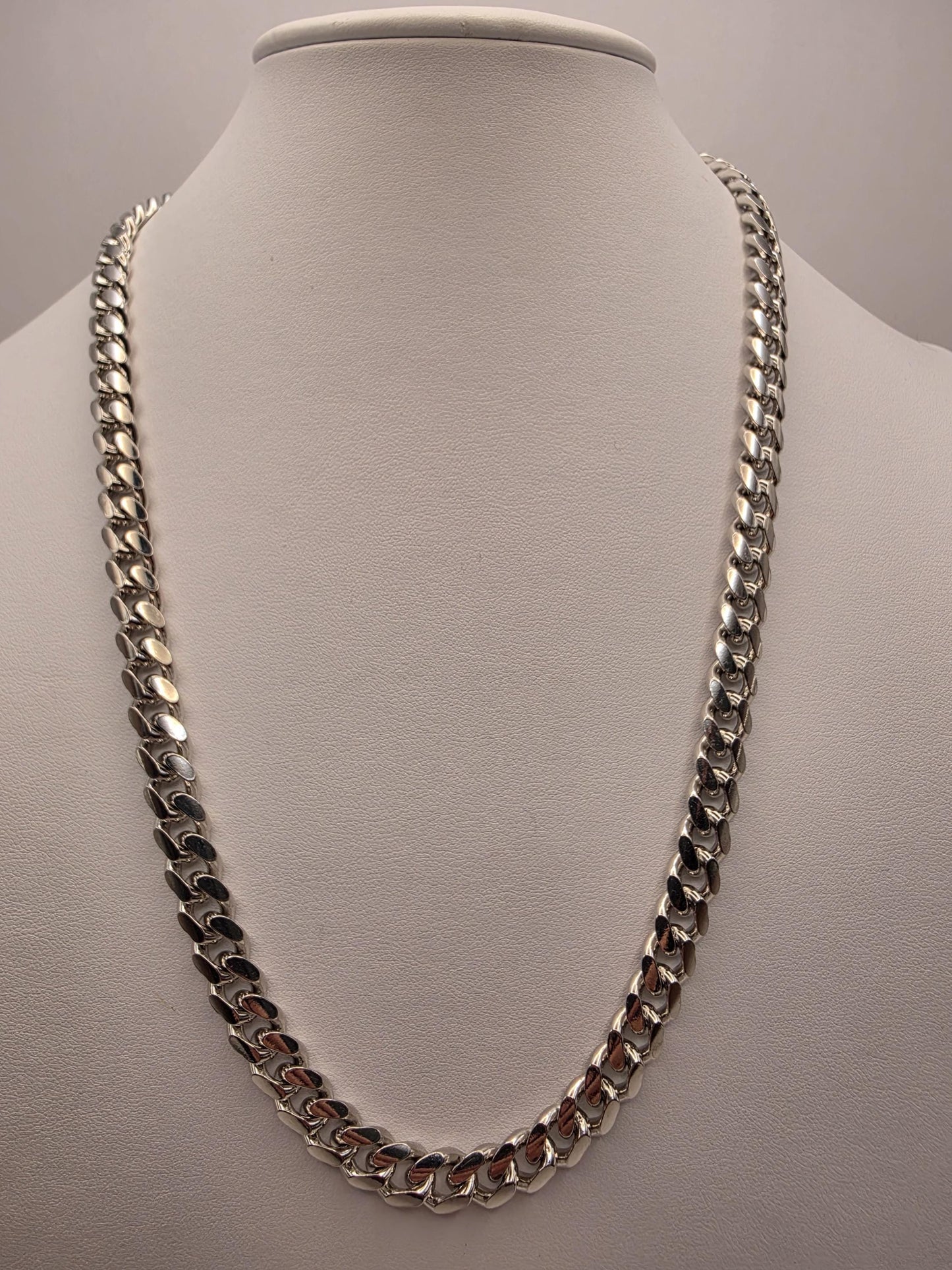 Heavy Sterling Silver Cuban Link Chain 22 Inch 8.3mm Mens 90 Grams Curb Necklace Box Clasp Statement Jewelry Gift