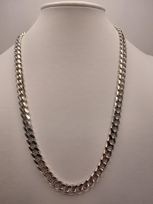 Heavy Sterling Silver Cuban Link Chain 22 Inch 8.3mm Mens 90 Grams Curb Necklace Box Clasp Statement Jewelry Gift