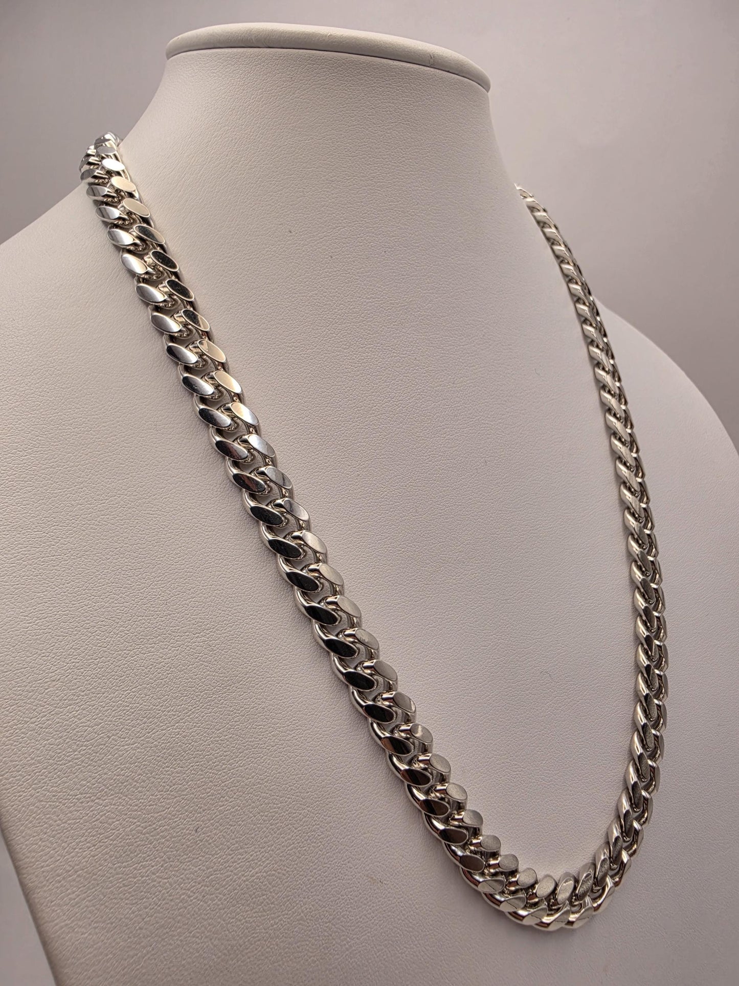 Heavy Sterling Silver Cuban Link Chain 22 Inch 9.5mm Mens 118.1 Grams Thick Curb Necklace Box Clasp Statement Gift
