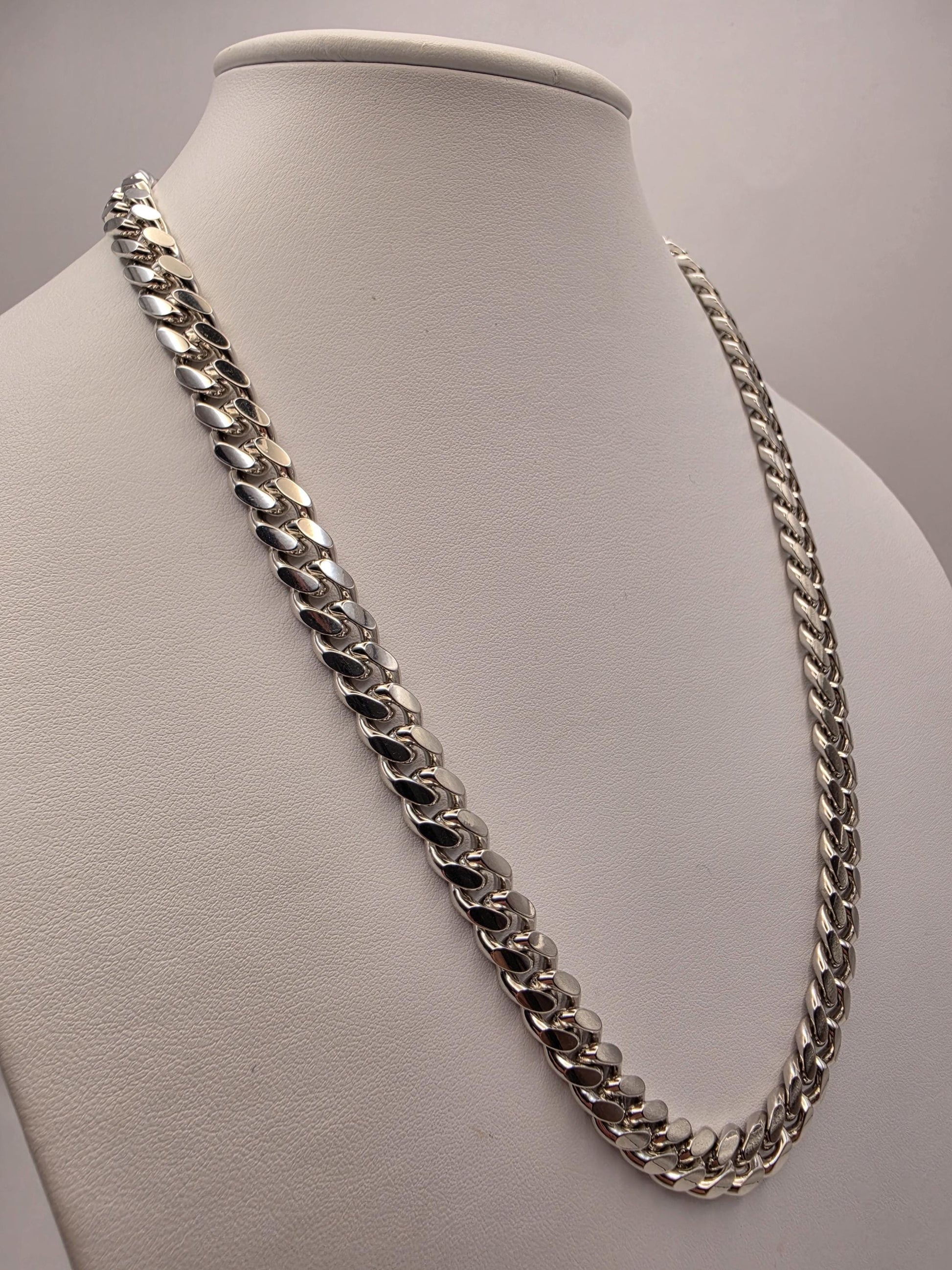 Heavy Sterling Silver Cuban Link Chain 22 Inch 9.5mm Mens 118.1 Grams Thick Curb Necklace Box Clasp Statement Gift